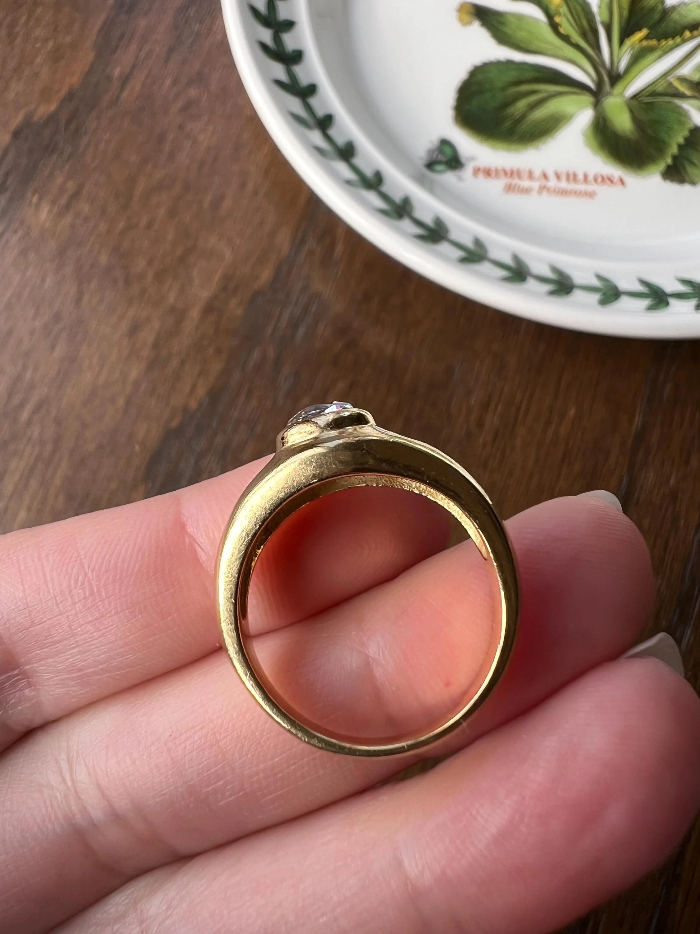 Chunky 1 Carat Antique Old Mine Cut DIAMOND Ring French 6.6g 18k Gold Gypsy Band Solitaire Unisex Man or - Image 9
