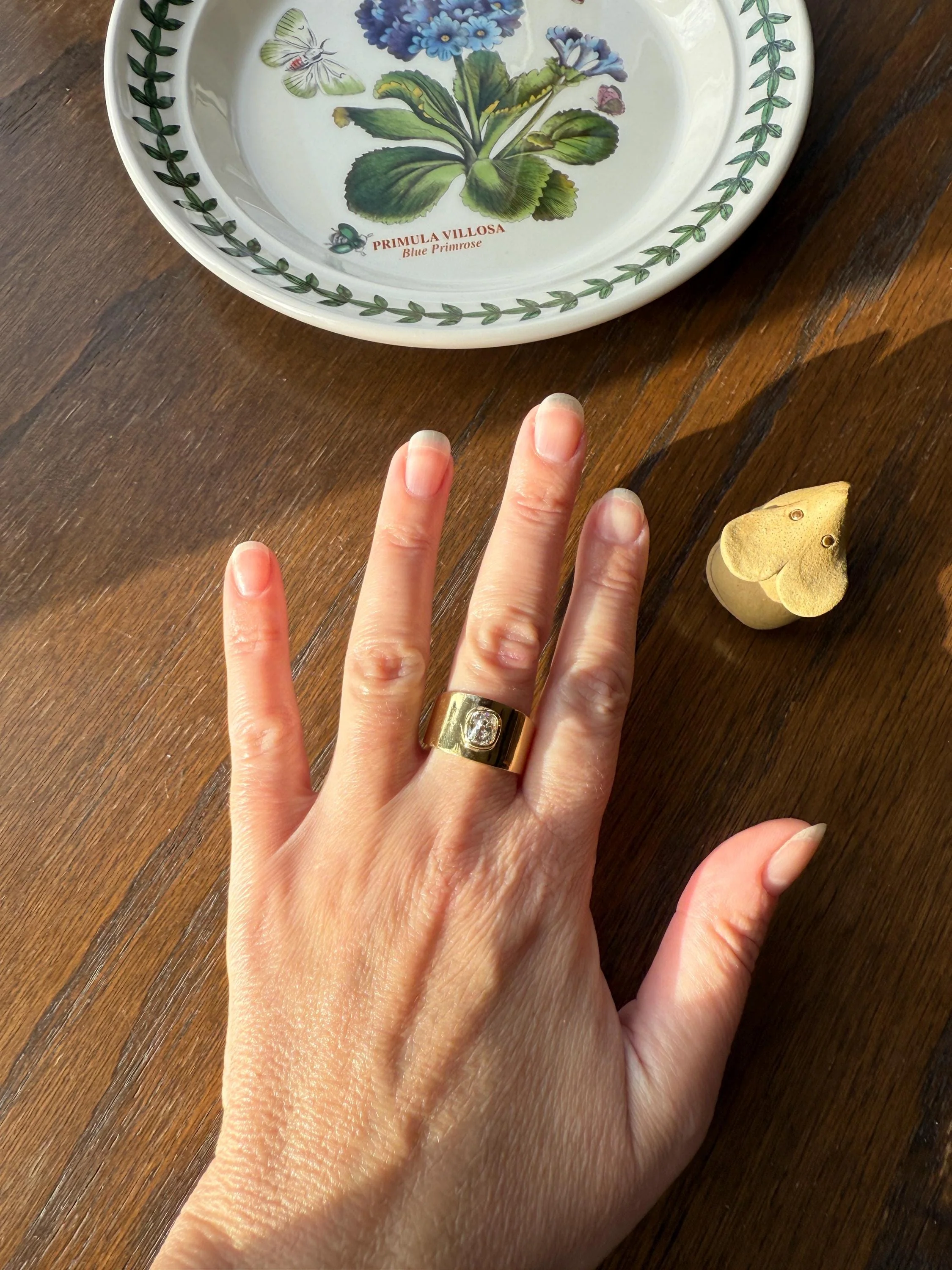 CHUNKY 1 Carat Old Mine Cut DIAMOND X Wide Cigar Band 8.5g 18k Gold Solid Ring Stacker Bezel Set Solitaire Sturdy Tapered Shimmer - Image 15
