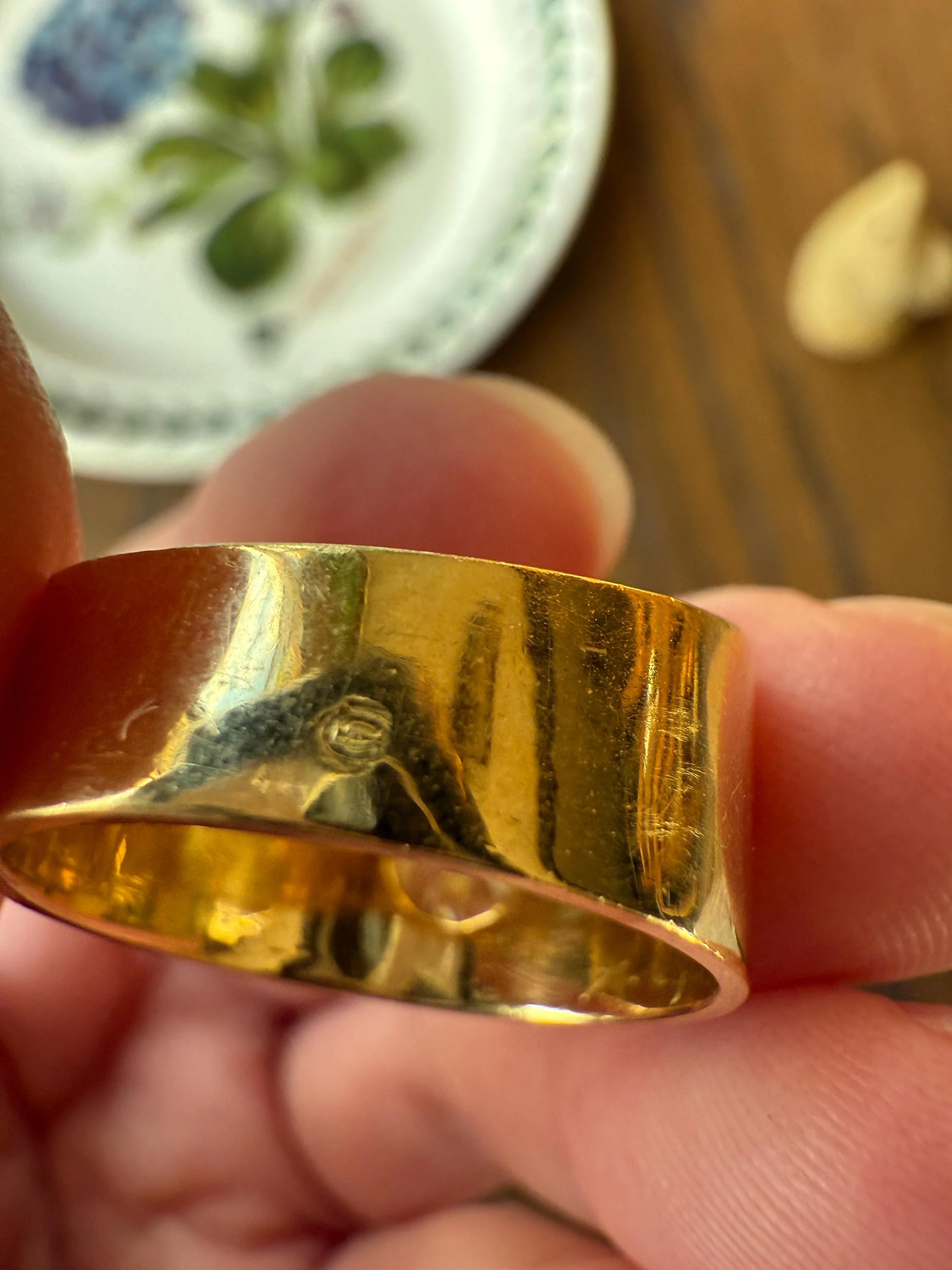 CHUNKY 1 Carat Old Mine Cut DIAMOND X Wide Cigar Band 8.5g 18k Gold Solid Ring Stacker Bezel Set Solitaire Sturdy Tapered Shimmer - Image 20