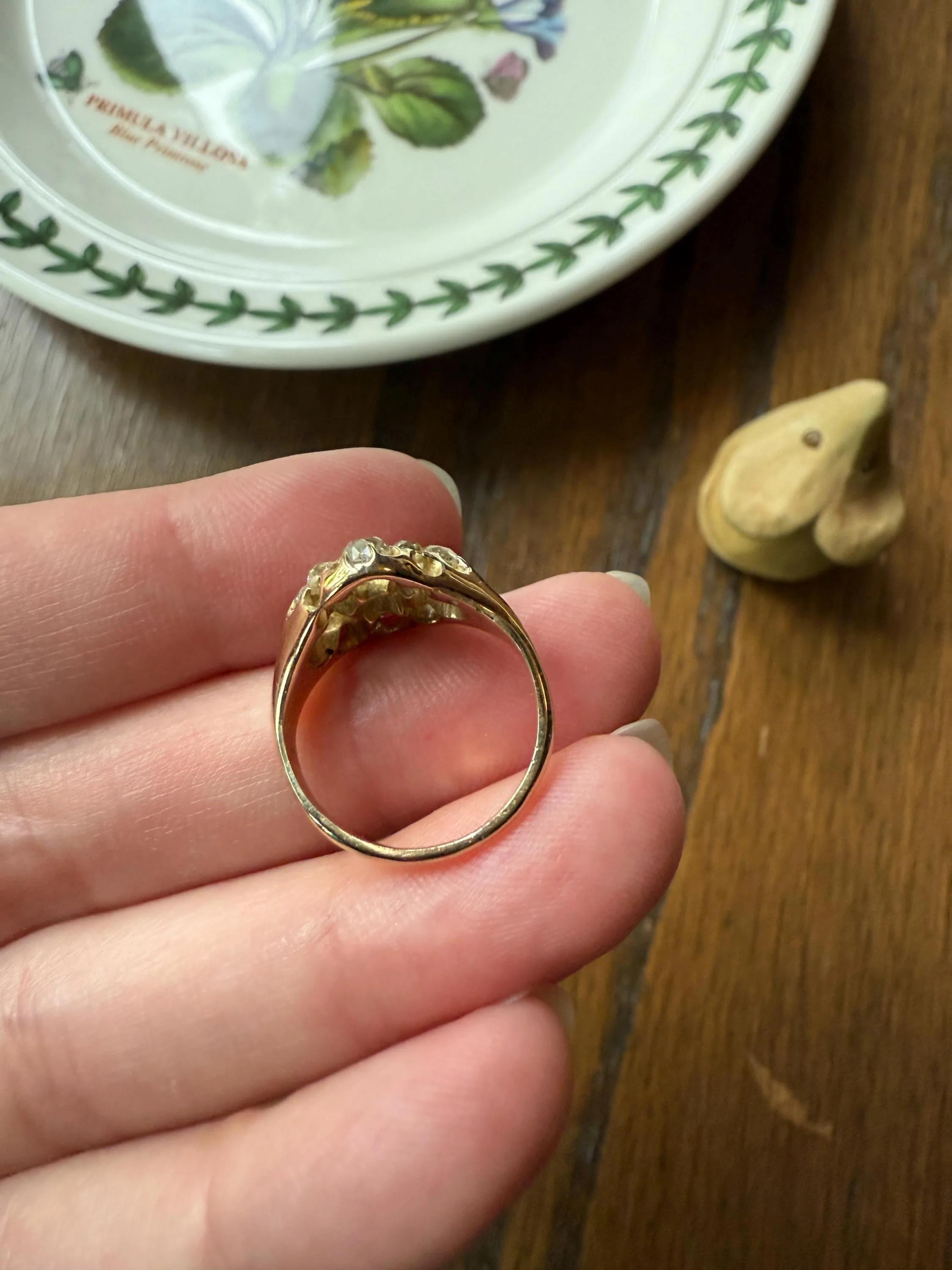 CHUNKY 1.2 Carat Old Mine Cut DIAMOND Cluster Ring 15k Gold Delicious Pale Yellow Nine Stone Cruciform Halo Belcher Buttercup 1.2Ctw OMC - Image 10