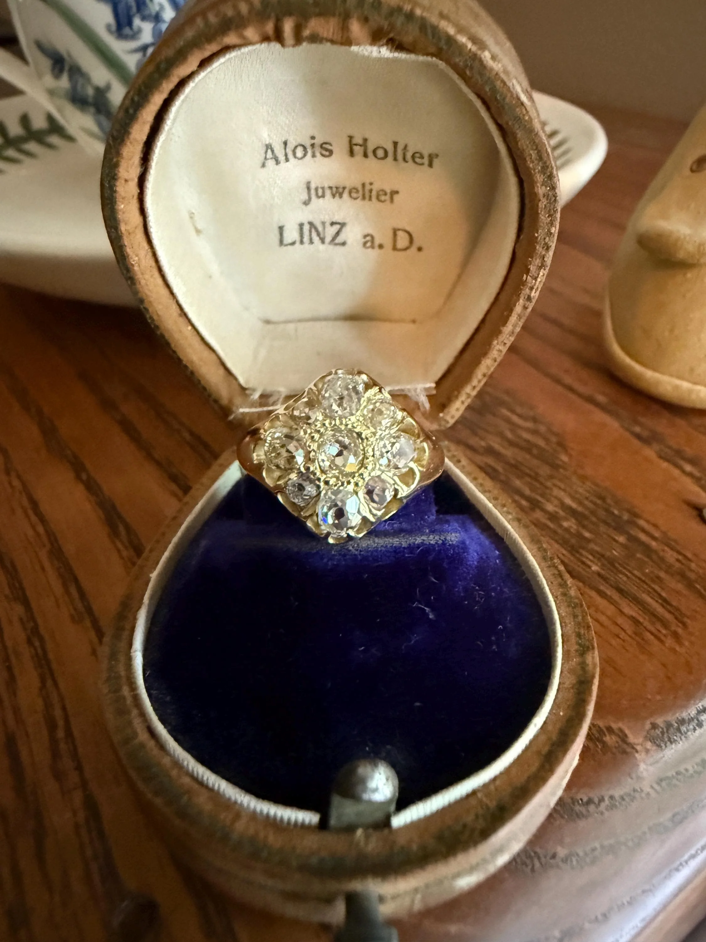 CHUNKY 1.2 Carat Old Mine Cut DIAMOND Cluster Ring 15k Gold Delicious Pale Yellow Nine Stone Cruciform Halo Belcher Buttercup 1.2Ctw OMC - Image 4