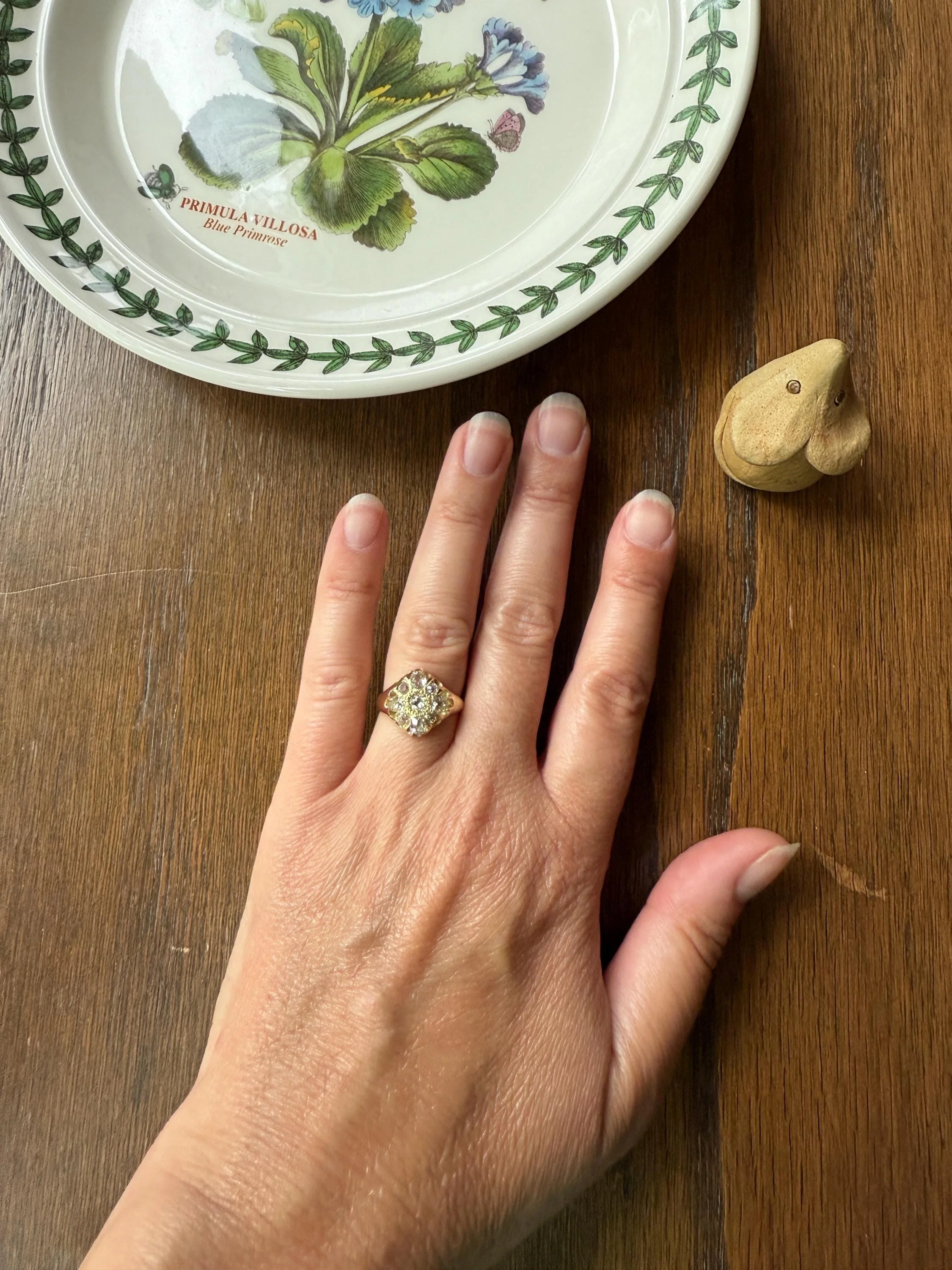 CHUNKY 1.2 Carat Old Mine Cut DIAMOND Cluster Ring 15k Gold Delicious Pale Yellow Nine Stone Cruciform Halo Belcher Buttercup 1.2Ctw OMC - Image 8