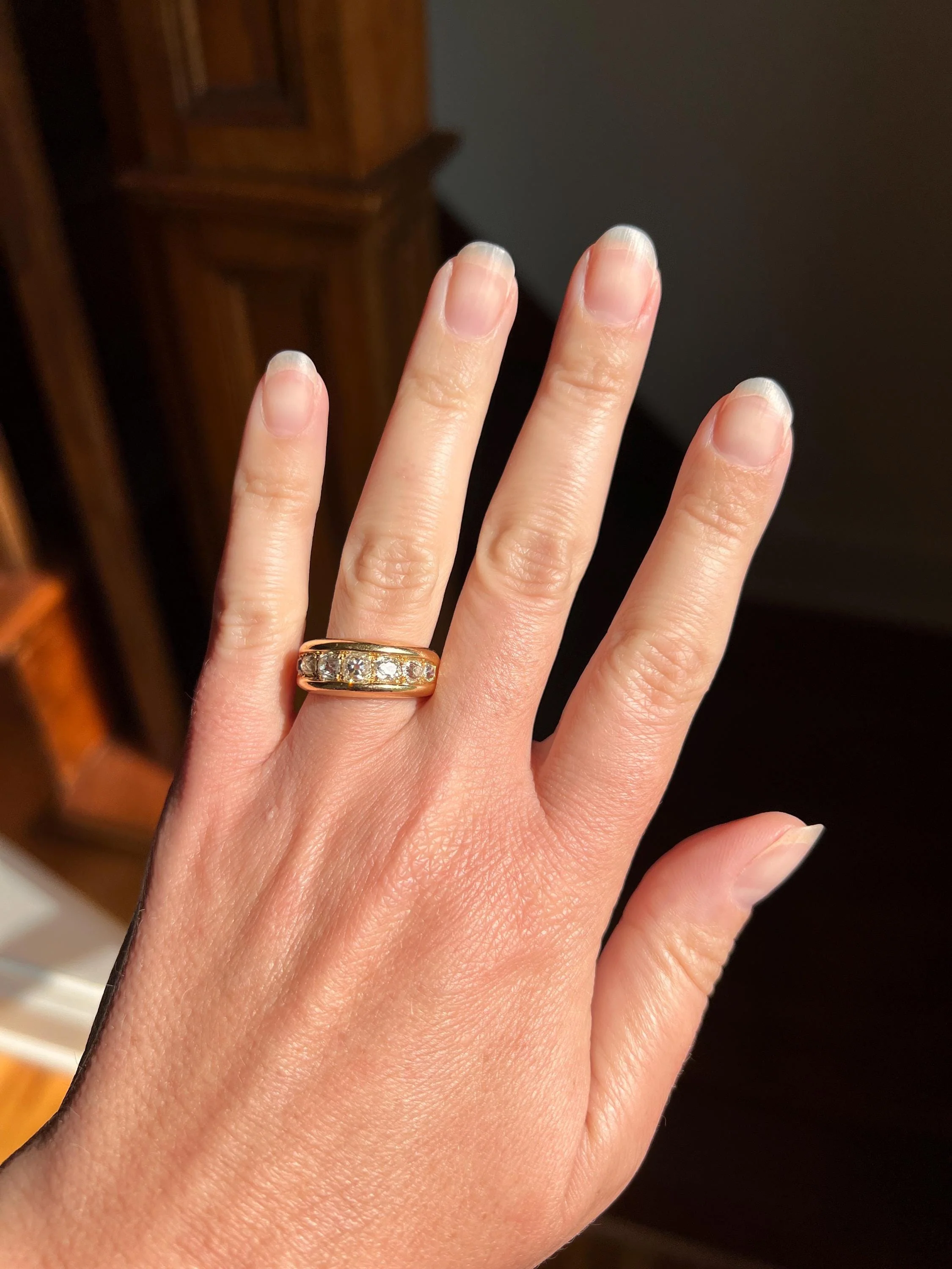 Chunky 1.25 Carat Old Mine Cut DIAMOND Channel Set Ring 10.5g 18k Gold HEAVY Vintage to Antique Wedding Stacker 8.3mm Wide Band French OMC - Image 6