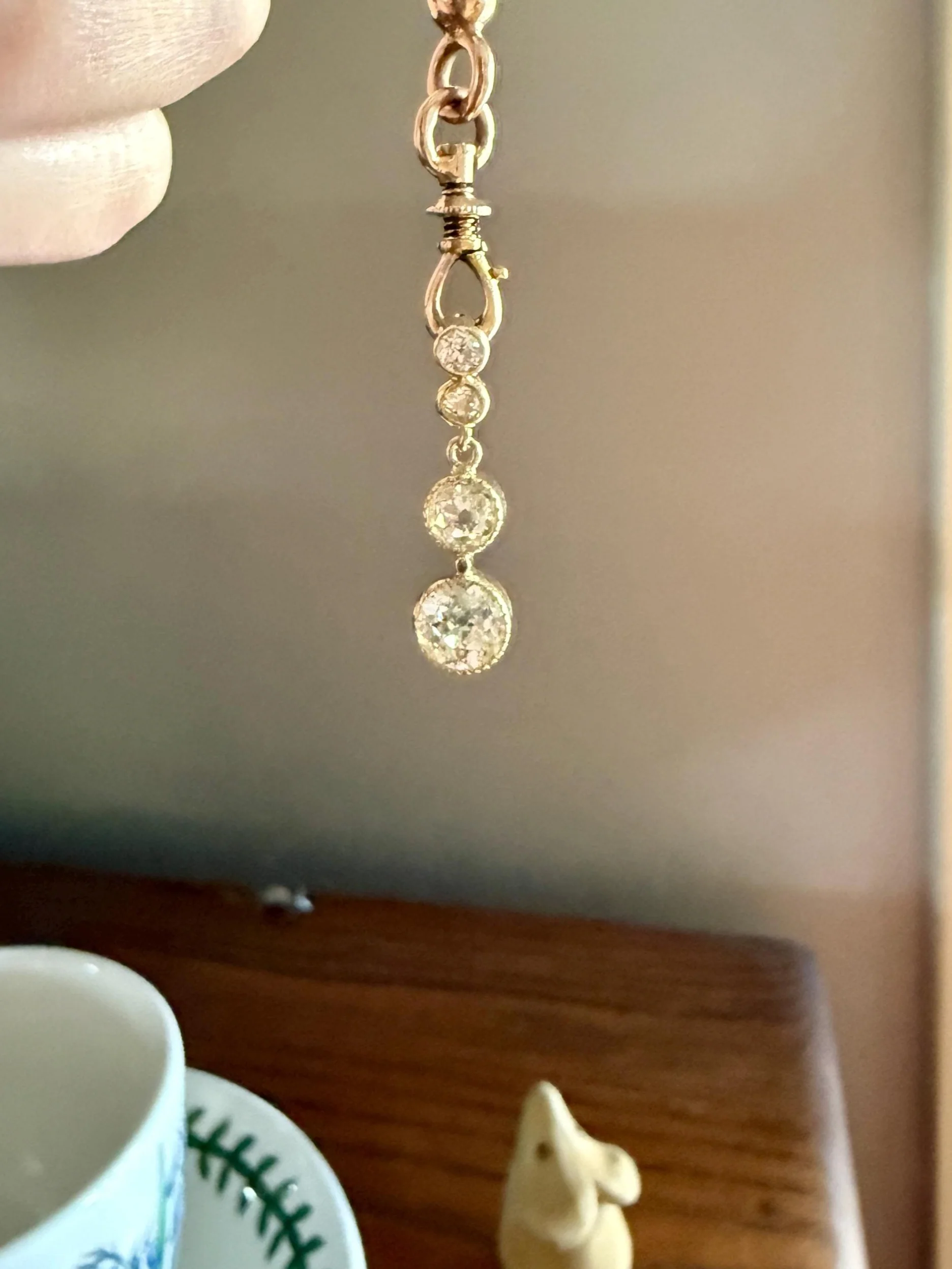 CHUNKY 1.4 Carat Old Mine Cut DIAMOND Antique 14k Gold Pendant Victorian Bezel Set Dangle
