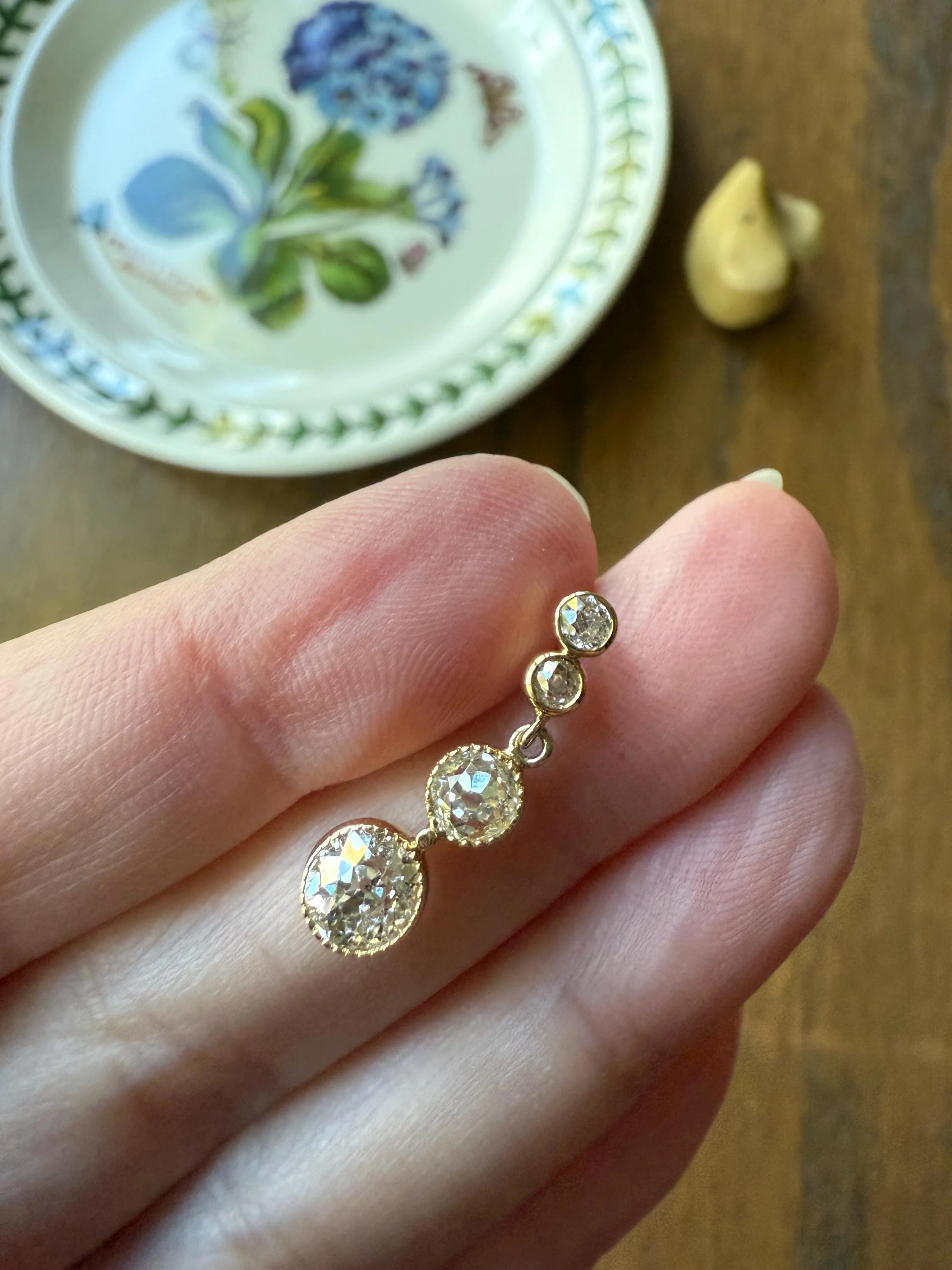 CHUNKY 1.4 Carat Old Mine Cut DIAMOND Antique 14k Gold Pendant Victorian Bezel Set Dangle - Image 10