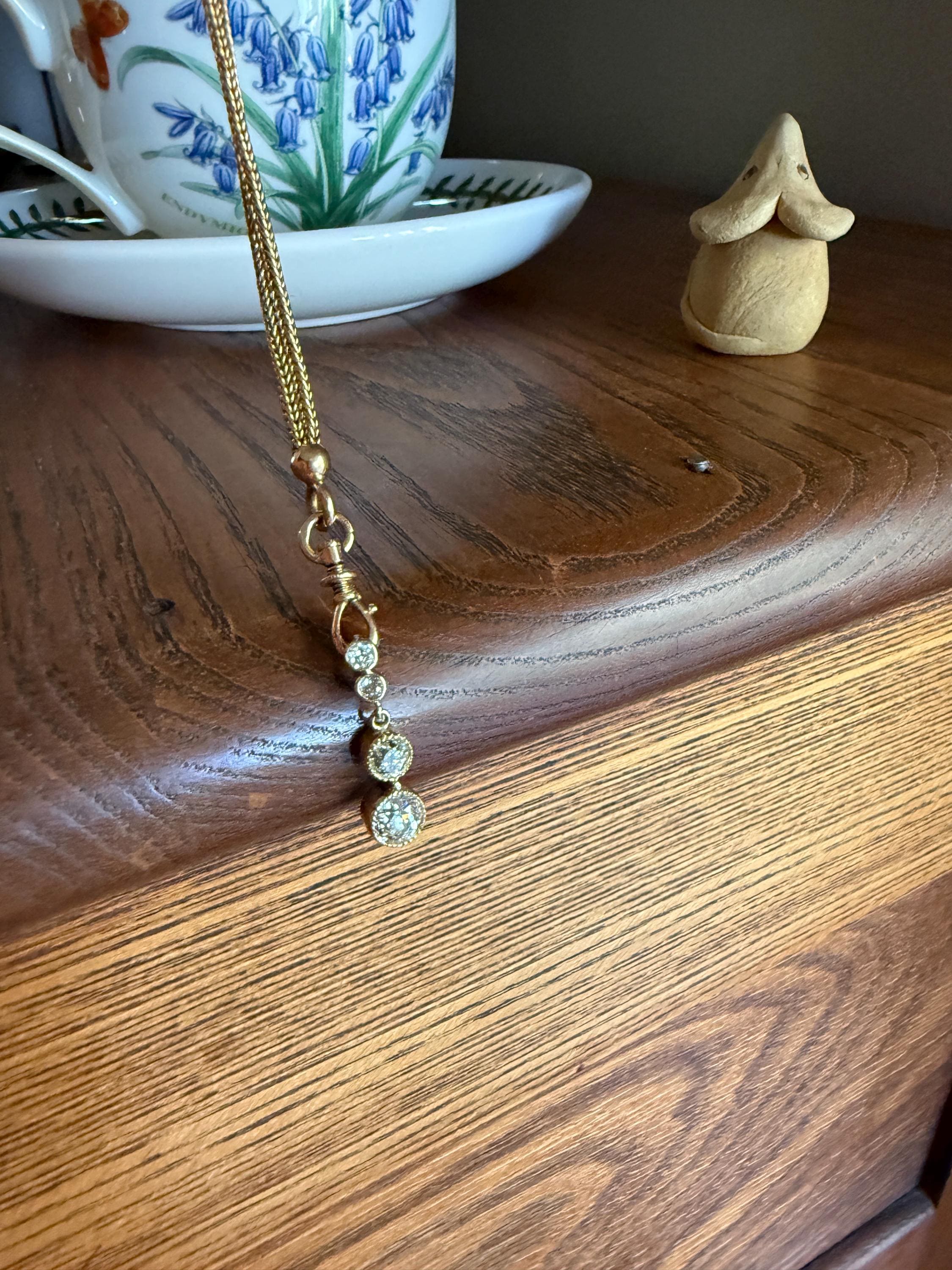 CHUNKY 1.4 Carat Old Mine Cut DIAMOND Antique 14k Gold Pendant Victorian Bezel Set Dangle - Image 15