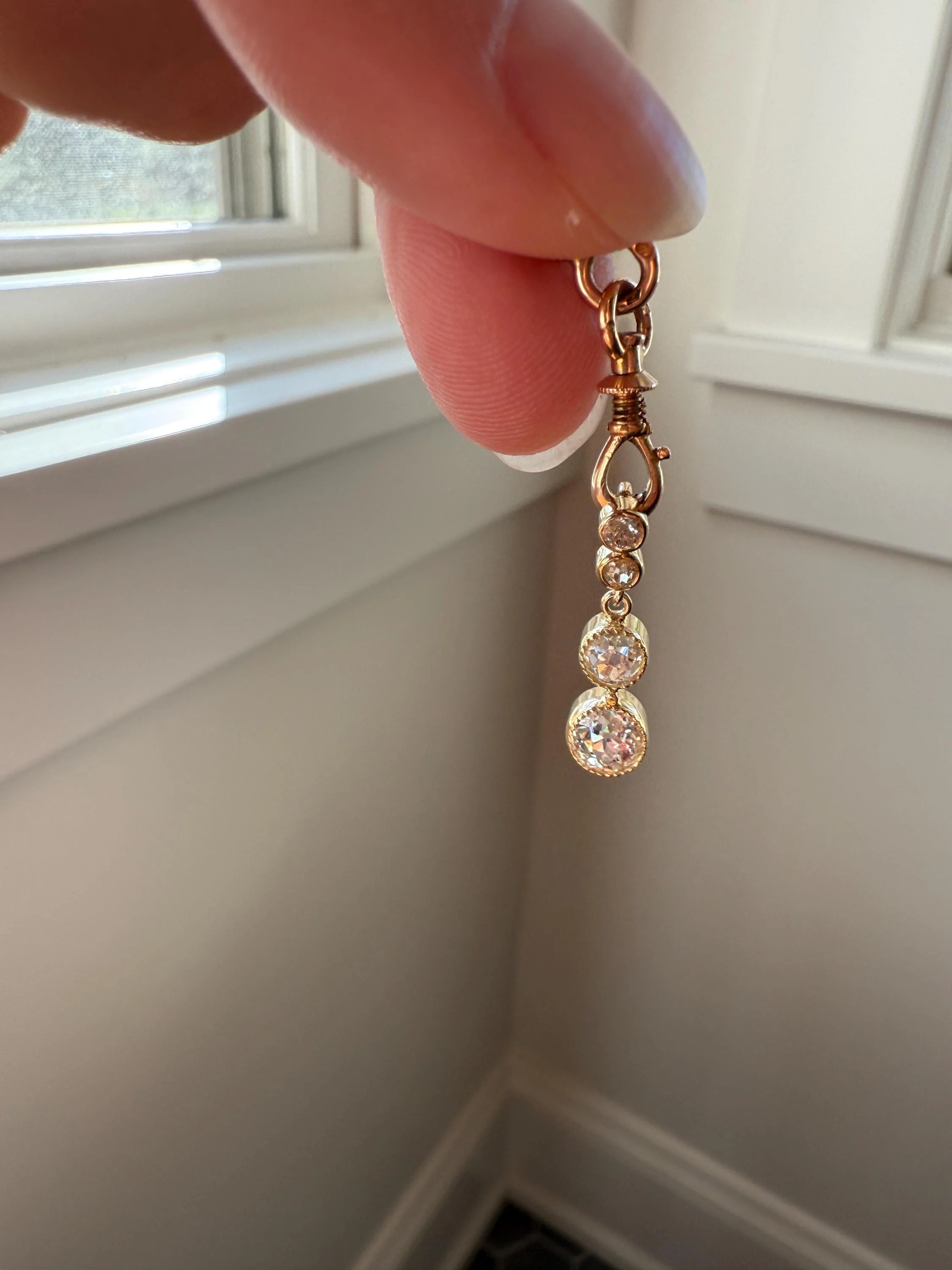 CHUNKY 1.4 Carat Old Mine Cut DIAMOND Antique 14k Gold Pendant Victorian Bezel Set Dangle - Image 6