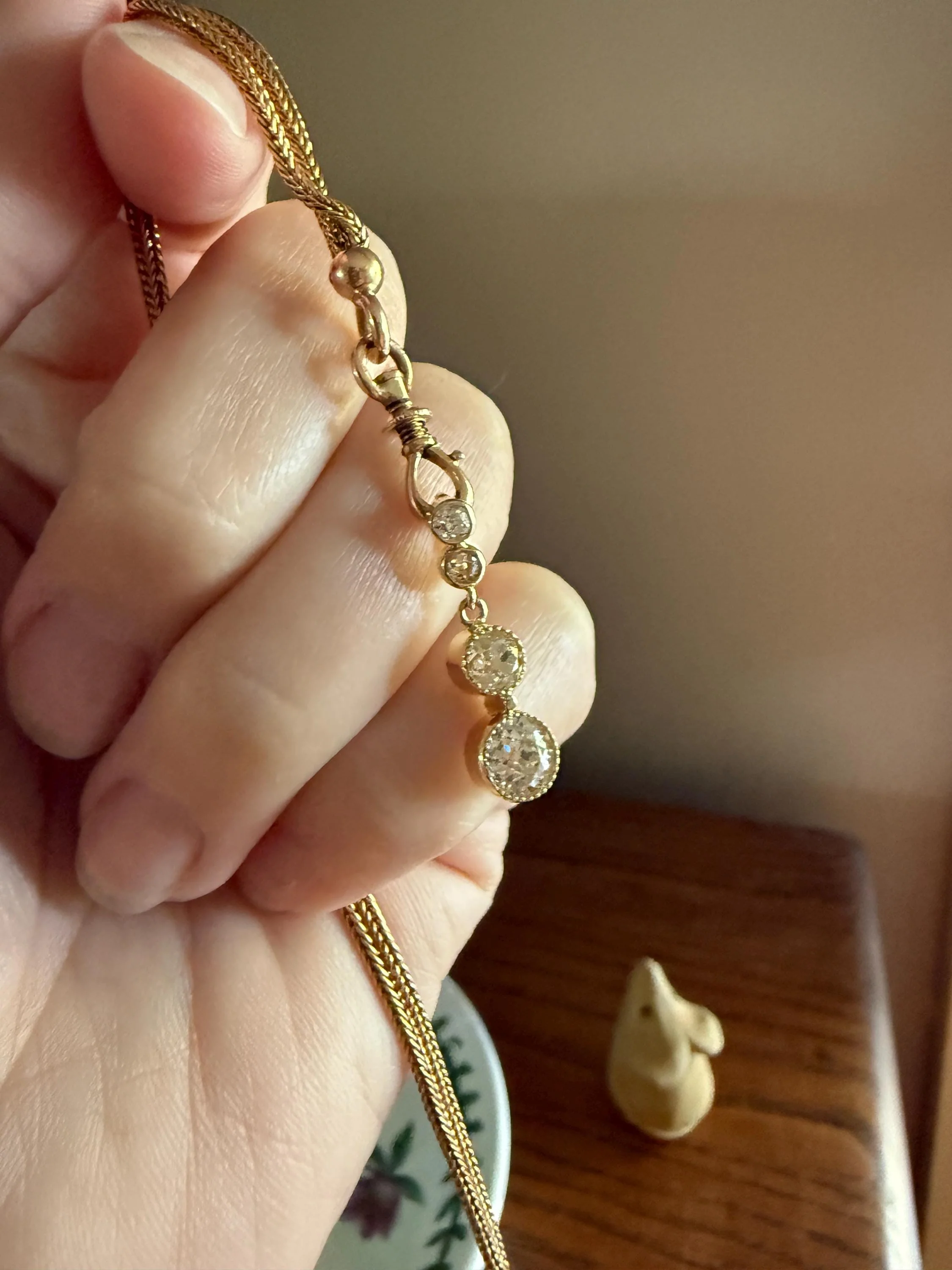 CHUNKY 1.4 Carat Old Mine Cut DIAMOND Antique 14k Gold Pendant Victorian Bezel Set Dangle - Image 8