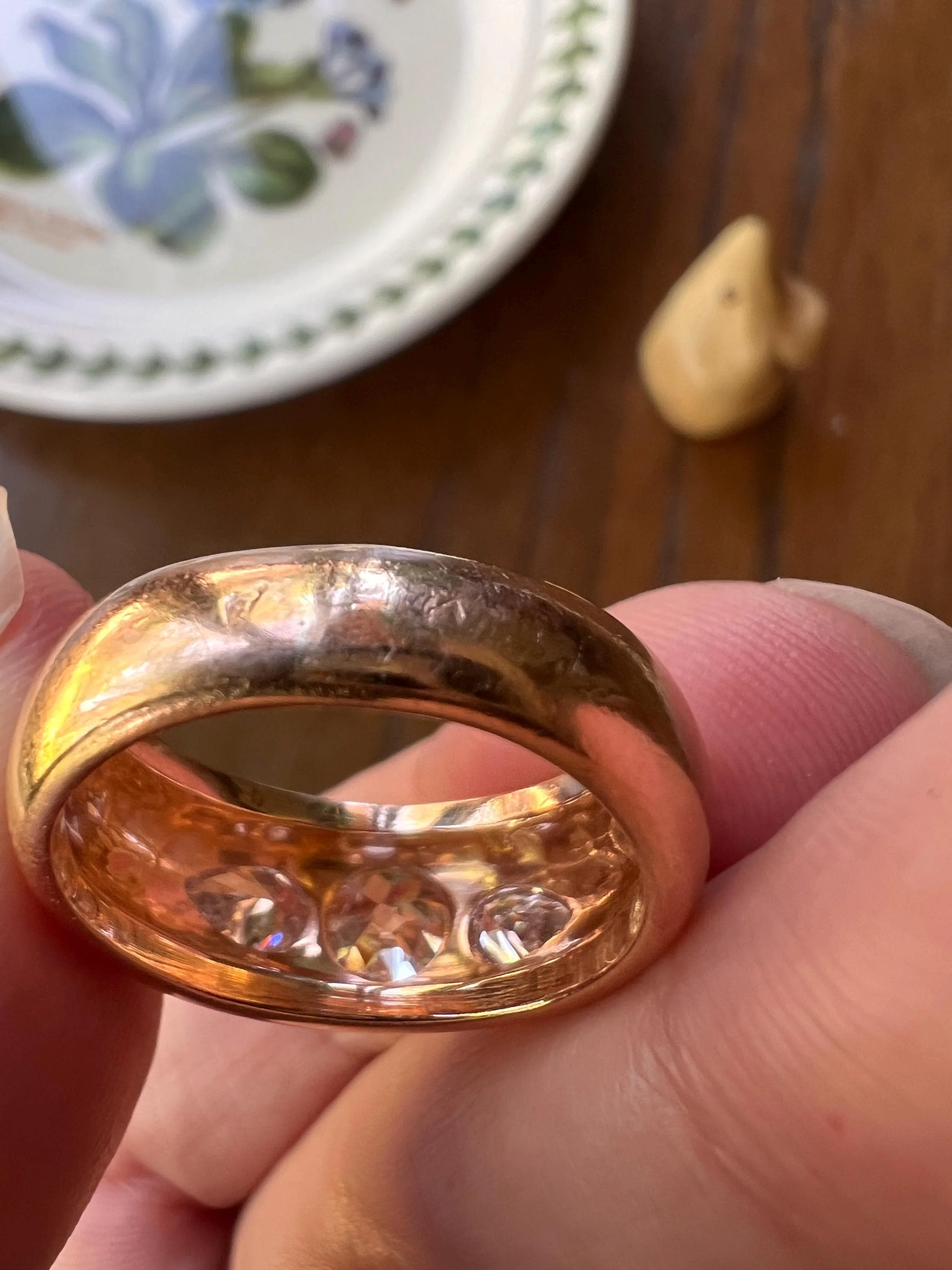 Chunky 1.75 Carat Old Mine Cut DIAMOND Pear Gypsy Ring 10g 18k Gold HEAVY Vintage Stacker 9mm Wide Gypsy Band - Image 10