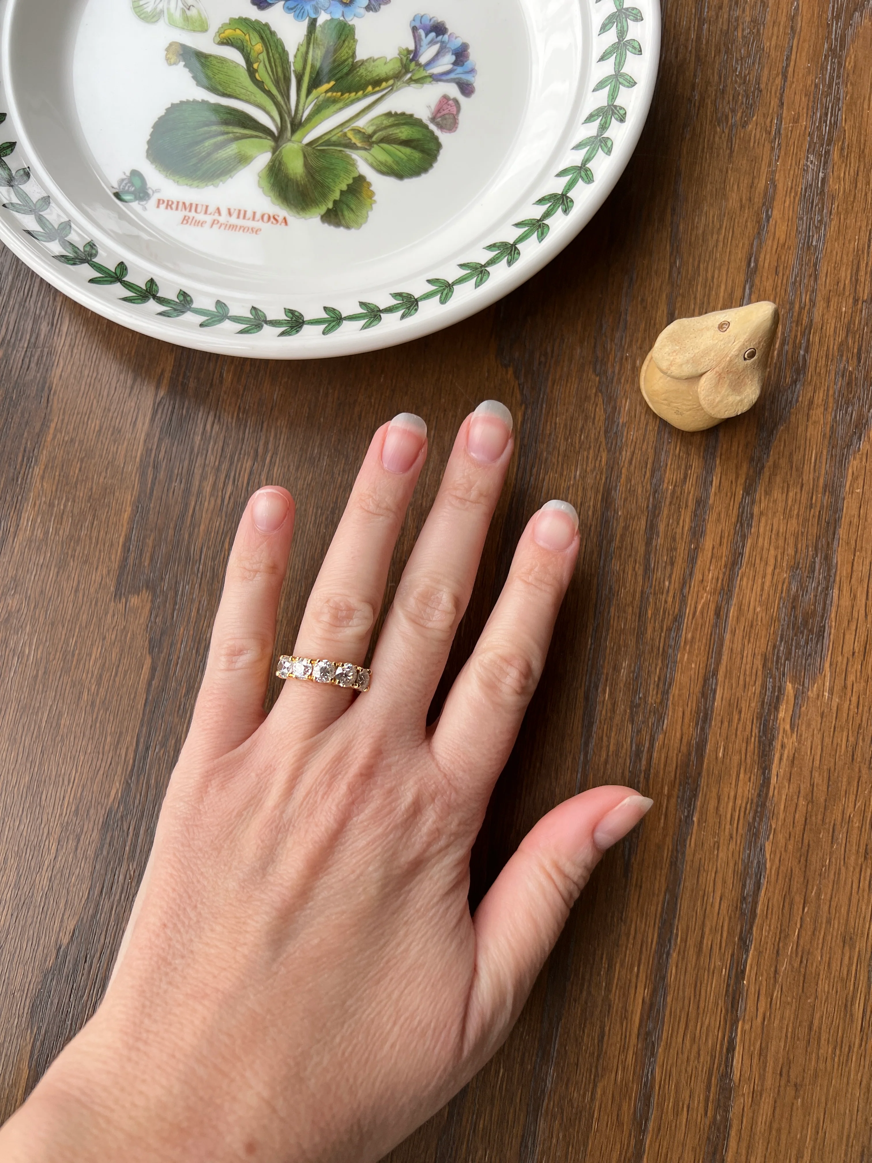 Chunky 2 1/2 Carat Old Mine Cut Antique DIAMOND Five Stone Band Line Ring 18k Gold French Vintage Setting Stacker - Image 23