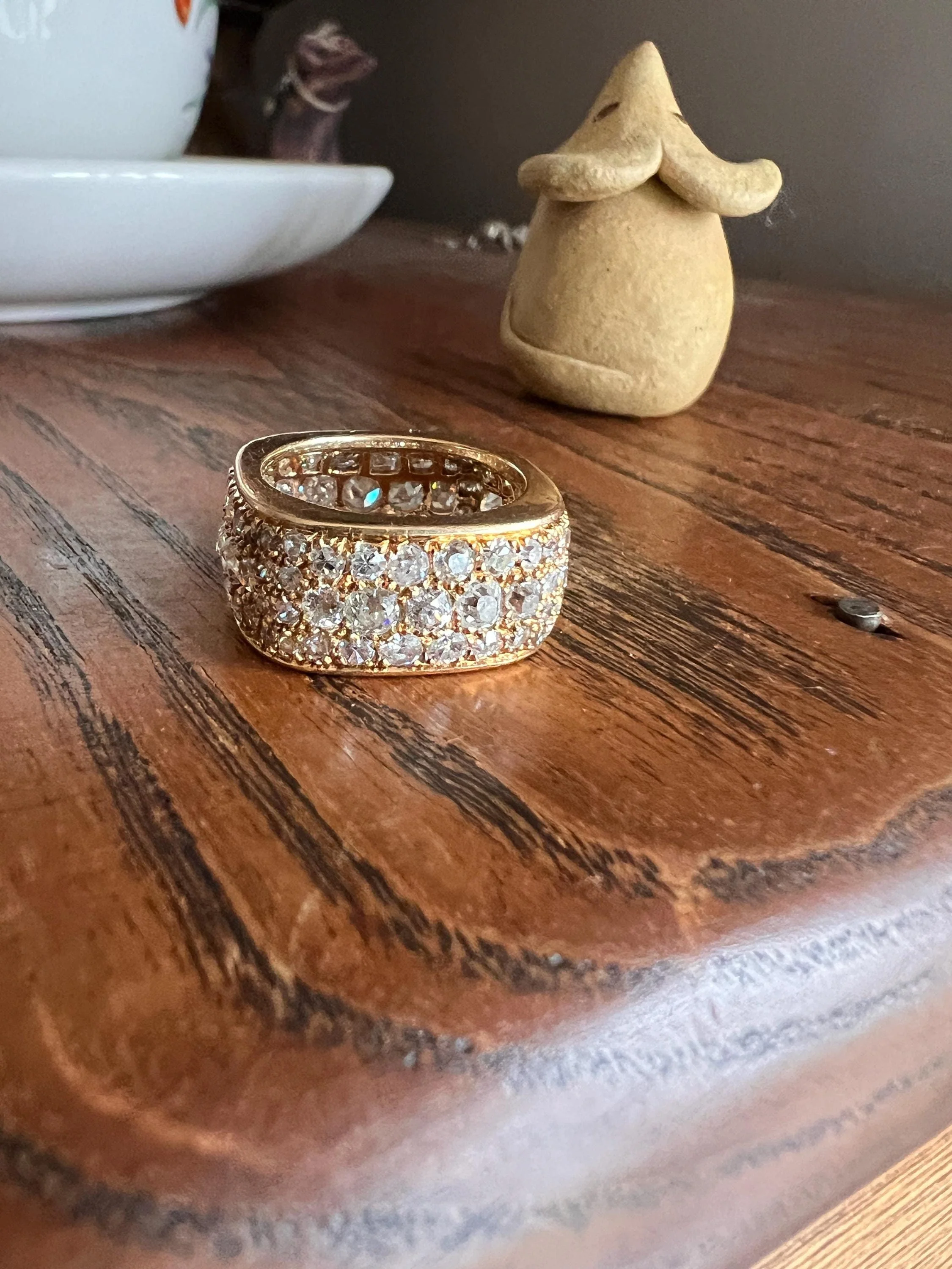 CHUNKY 4 Carats Vintage RING 100 (!) Antique Old Mine Cut Single RbC DIAMONDS Eternity Band French 9g 18k Gold - Image 11