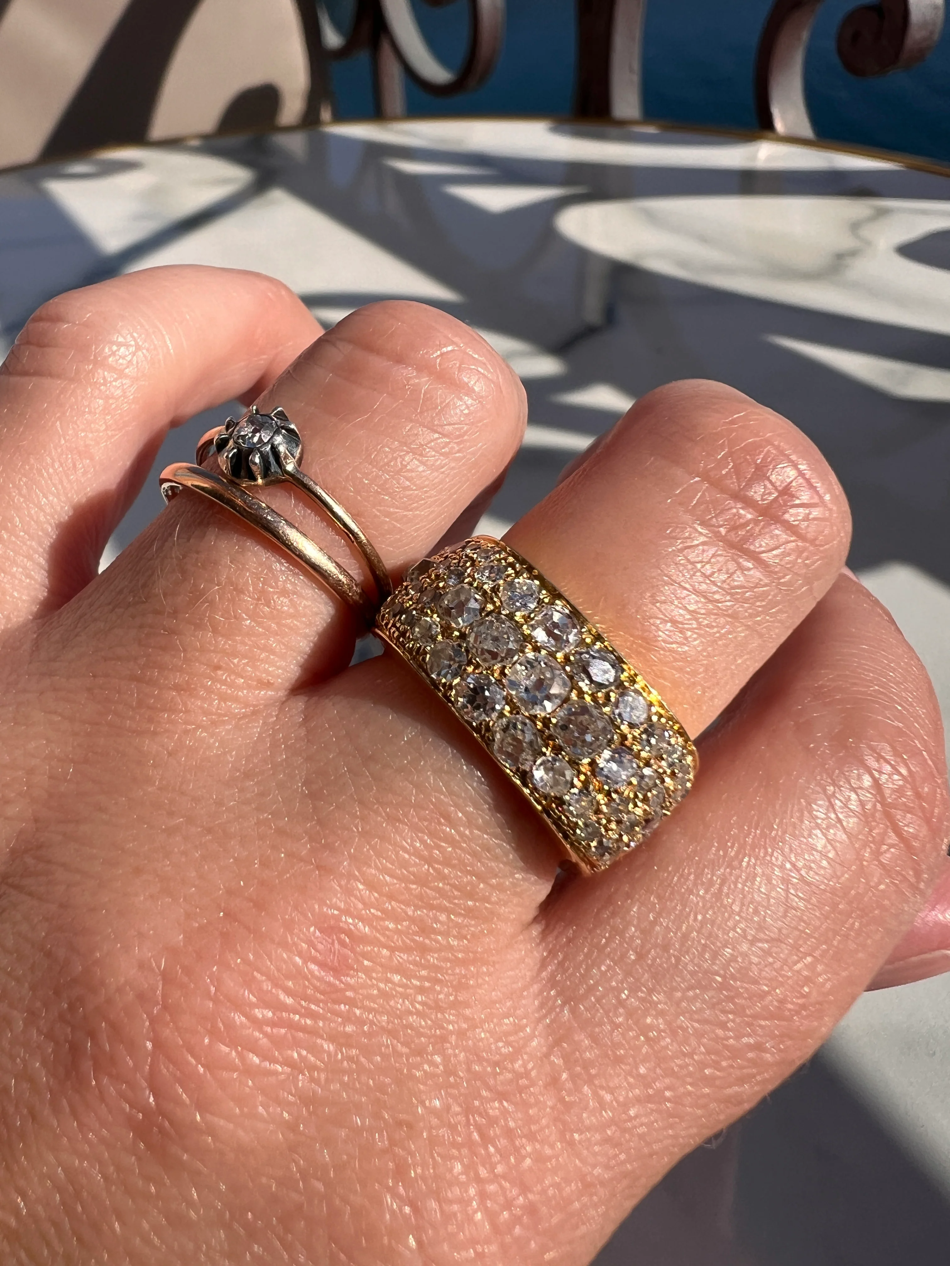CHUNKY 4 Carats Vintage RING 100 (!) Antique Old Mine Cut Single RbC DIAMONDS Eternity Band French 9g 18k Gold - Image 16