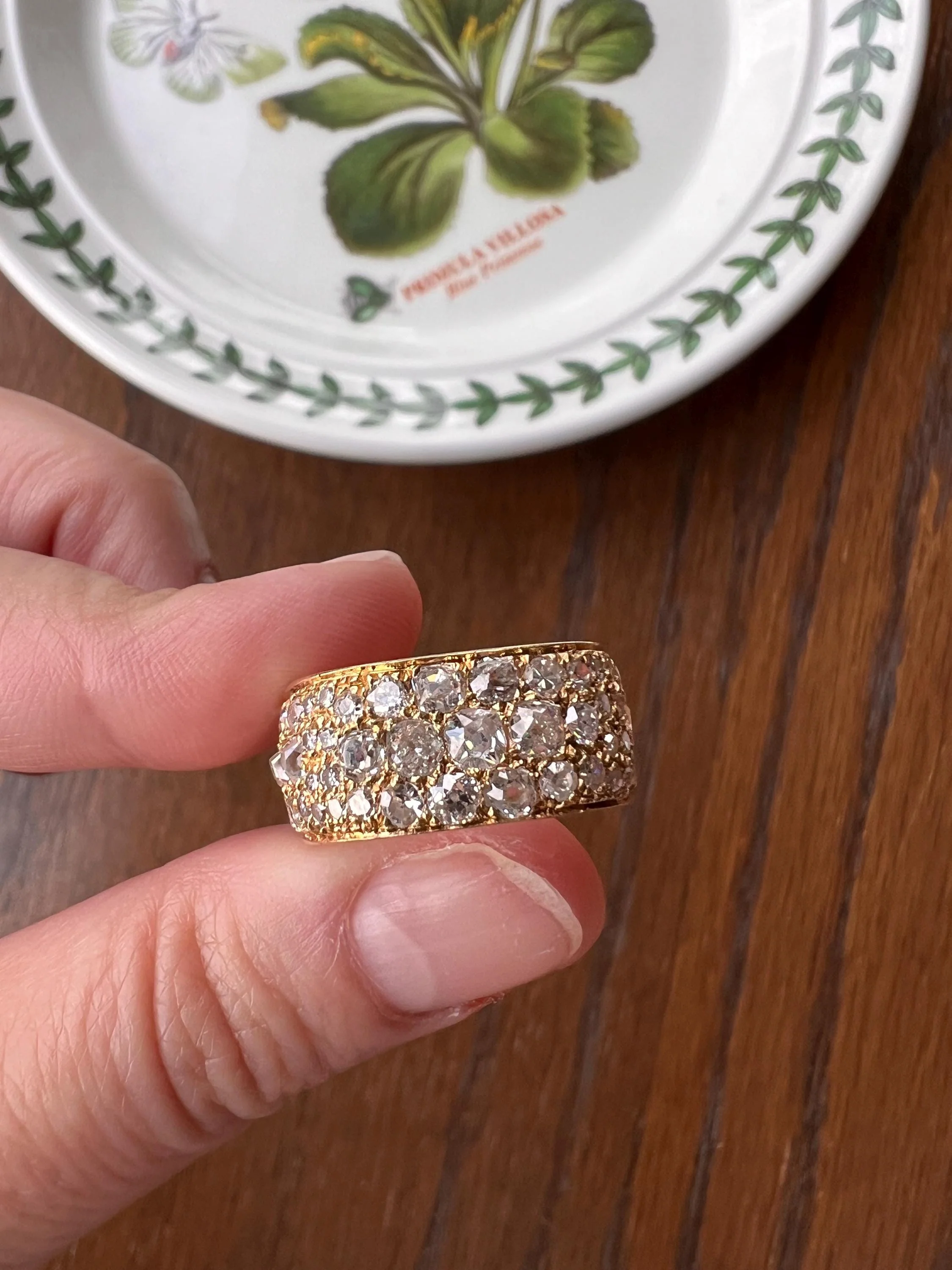 CHUNKY 4 Carats Vintage RING 100 (!) Antique Old Mine Cut Single RbC DIAMONDS Eternity Band French 9g 18k Gold - Image 8