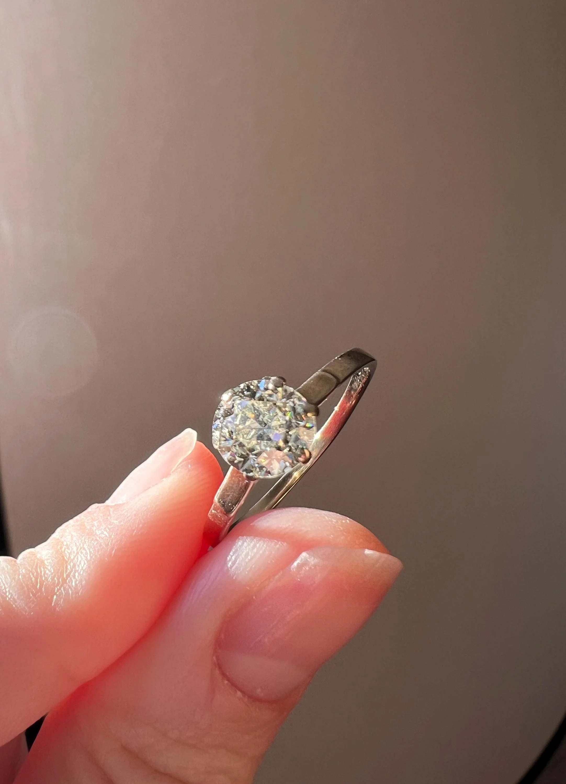 Chunky Antique 1 CARAT Eye CLEAN Tall Old European Cut DIAMOND Solitaire Engagement Ring French Art Deco 18k White Gold - Image 11