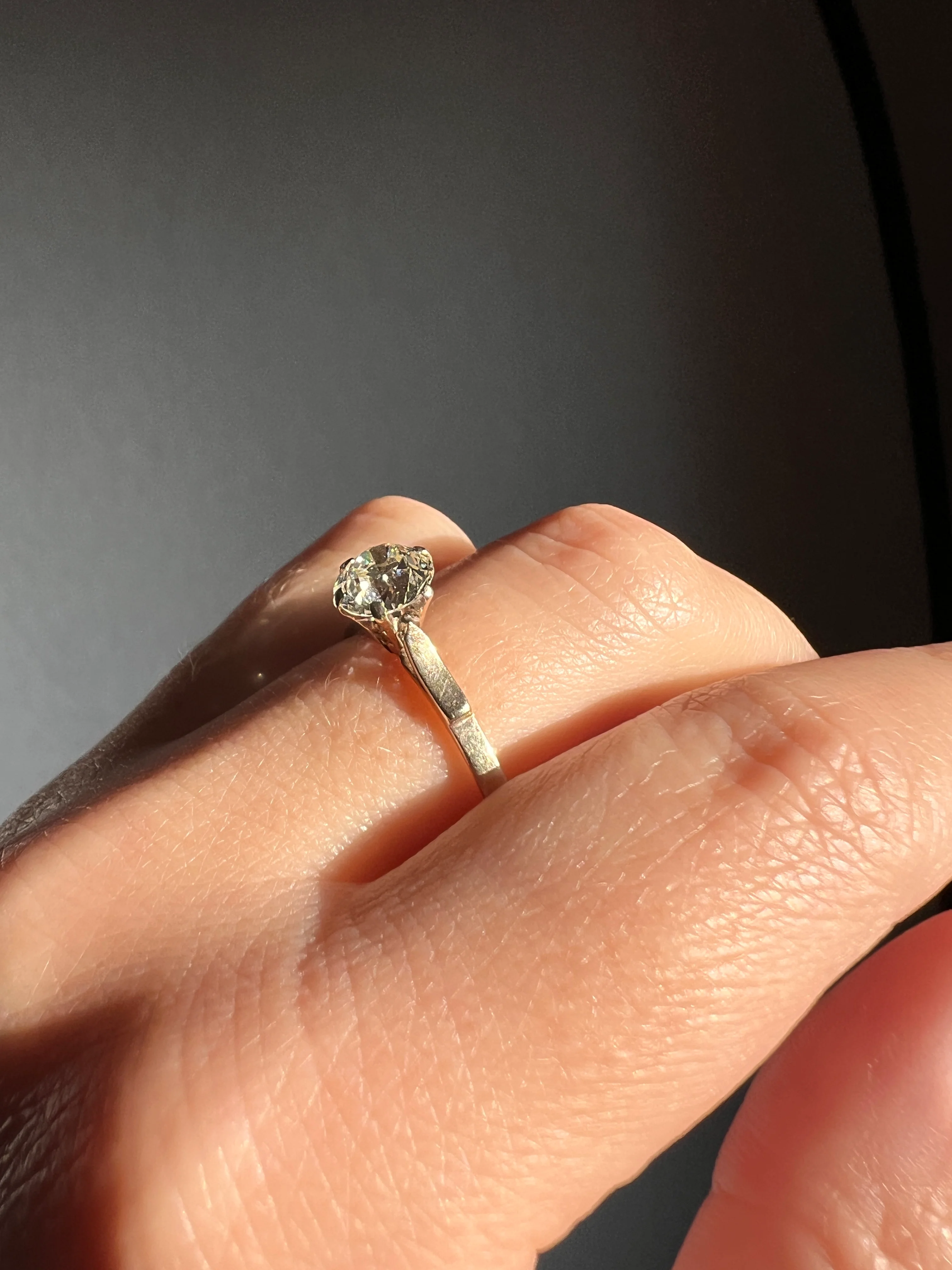 Chunky Antique 1 CARAT Eye CLEAN Tall Old European Cut DIAMOND Solitaire Engagement Ring French Art Deco 18k White Gold - Image 15