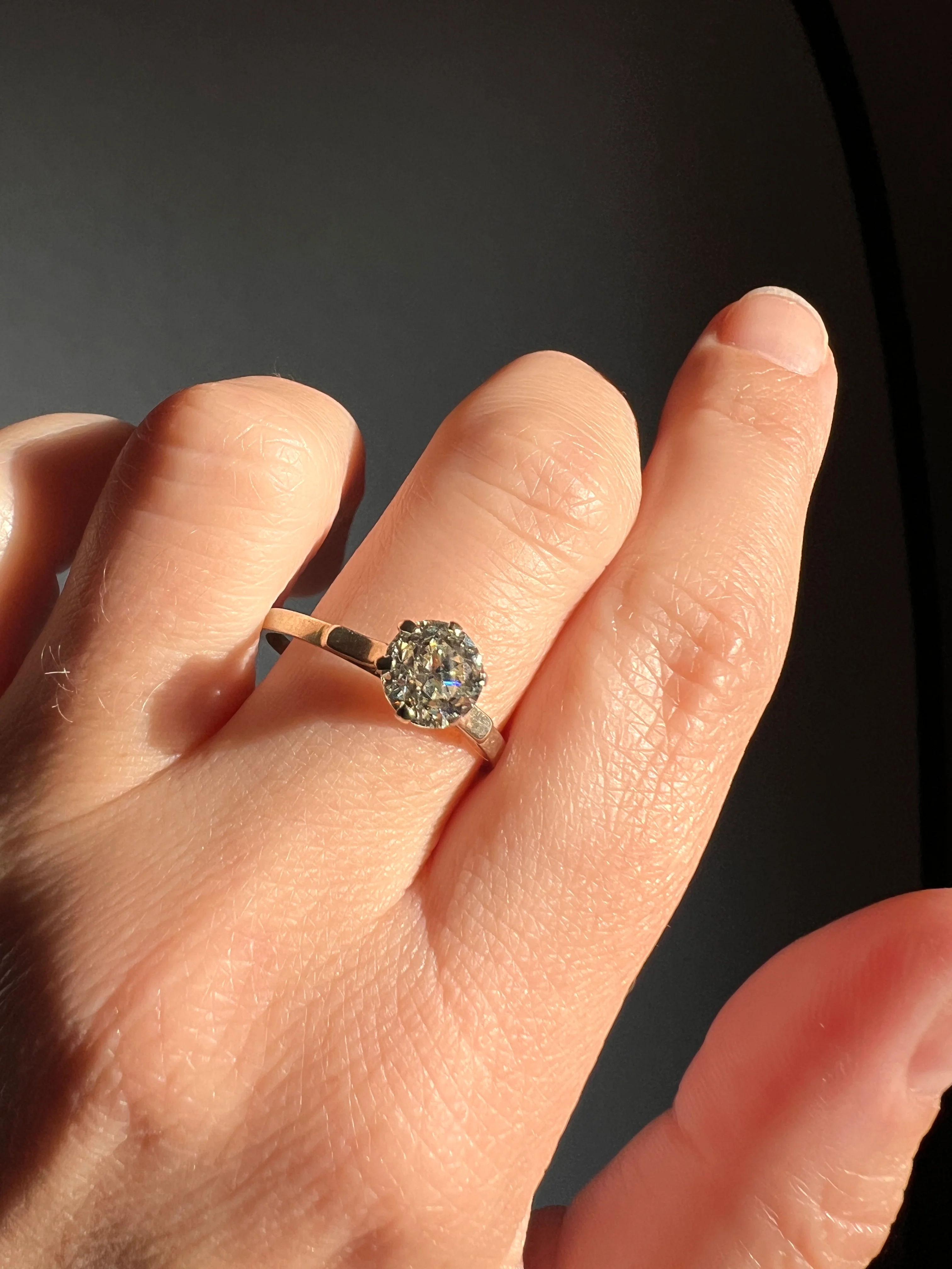 Chunky Antique 1 CARAT Eye CLEAN Tall Old European Cut DIAMOND Solitaire Engagement Ring French Art Deco 18k White Gold - Image 16