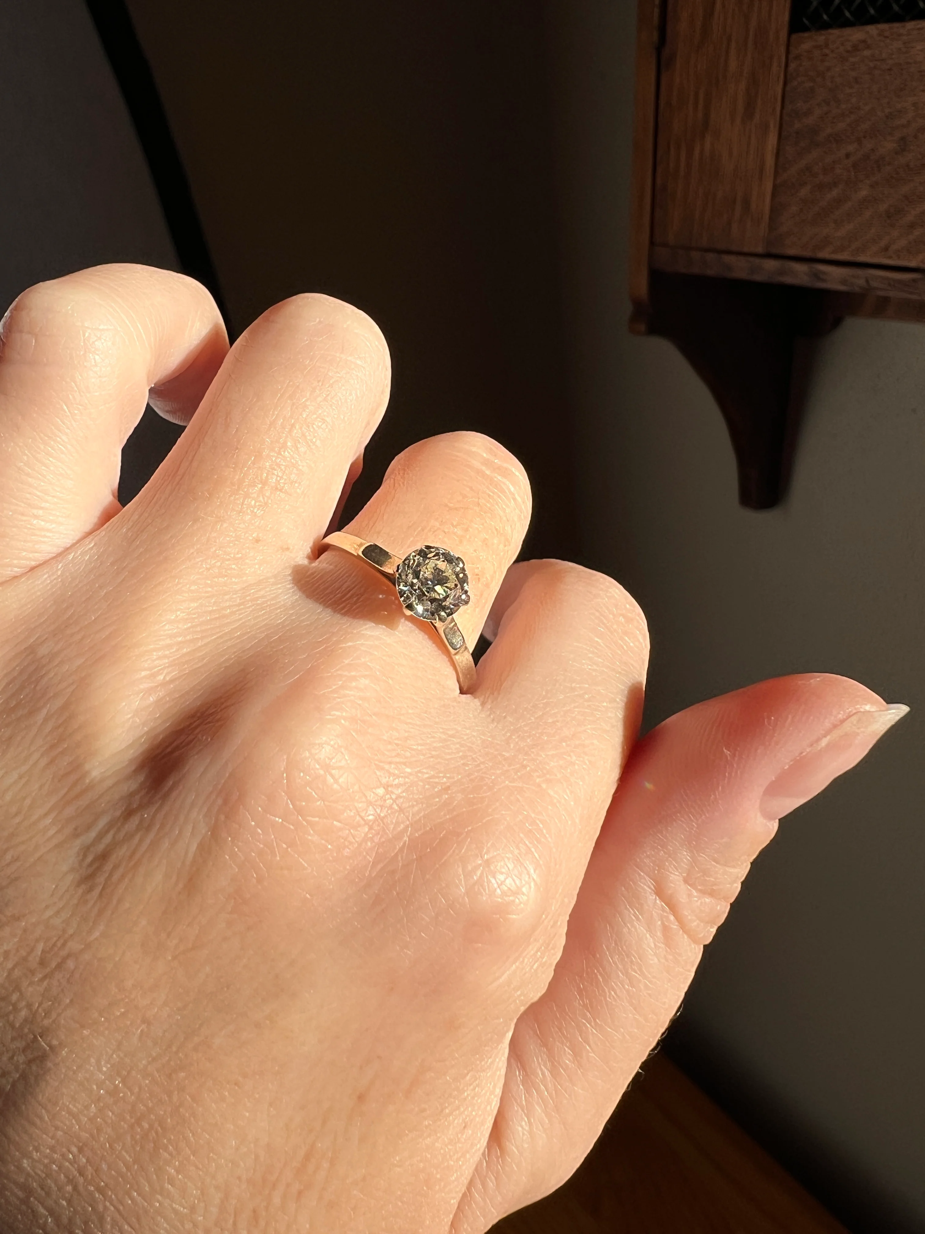 Chunky Antique 1 CARAT Eye CLEAN Tall Old European Cut DIAMOND Solitaire Engagement Ring French Art Deco 18k White Gold - Image 23