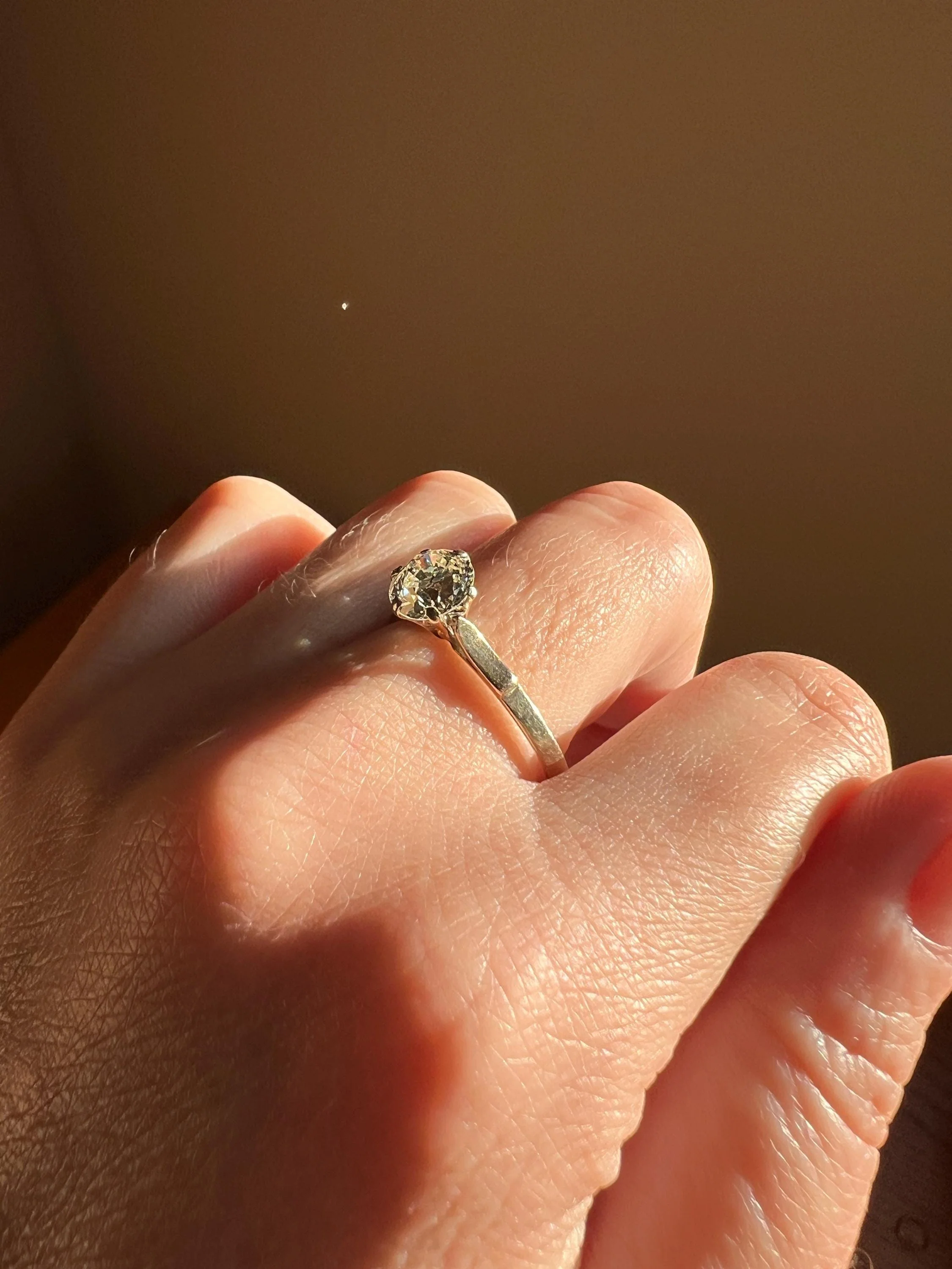 Chunky Antique 1 CARAT Eye CLEAN Tall Old European Cut DIAMOND Solitaire Engagement Ring French Art Deco 18k White Gold - Image 3