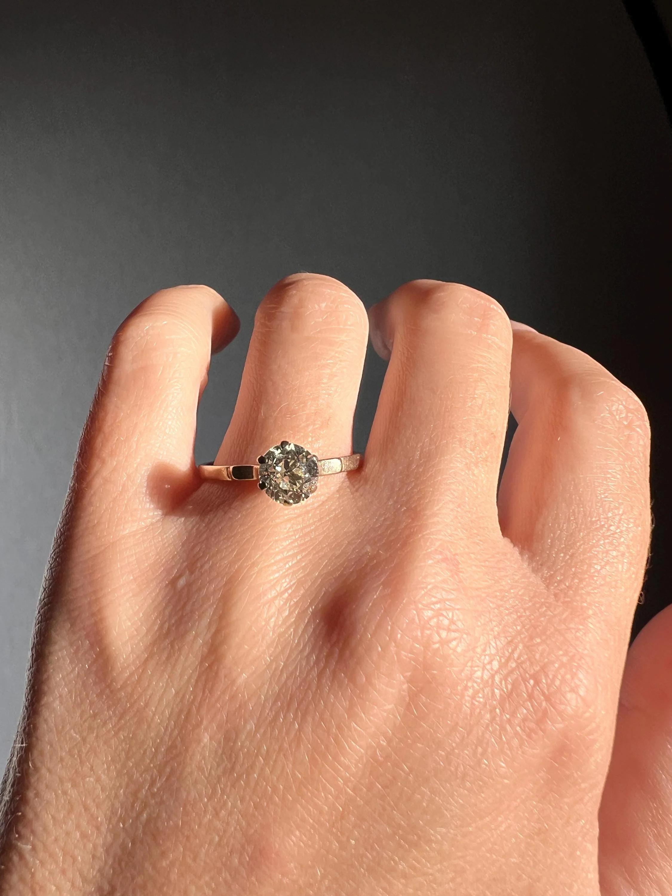 Chunky Antique 1 CARAT Eye CLEAN Tall Old European Cut DIAMOND Solitaire Engagement Ring French Art Deco 18k White Gold - Image 5