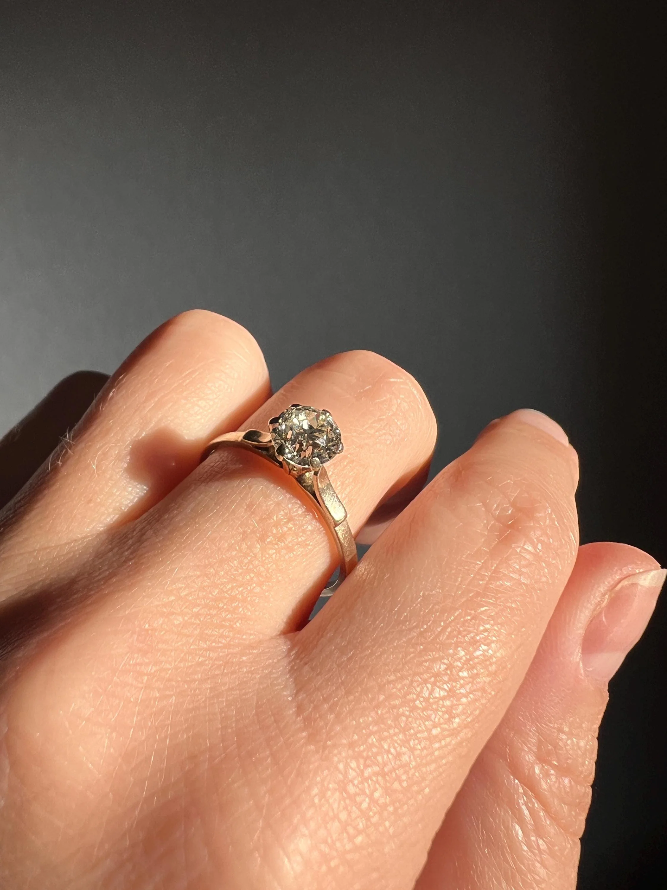 Chunky Antique 1 CARAT Eye CLEAN Tall Old European Cut DIAMOND Solitaire Engagement Ring French Art Deco 18k White Gold - Image 6