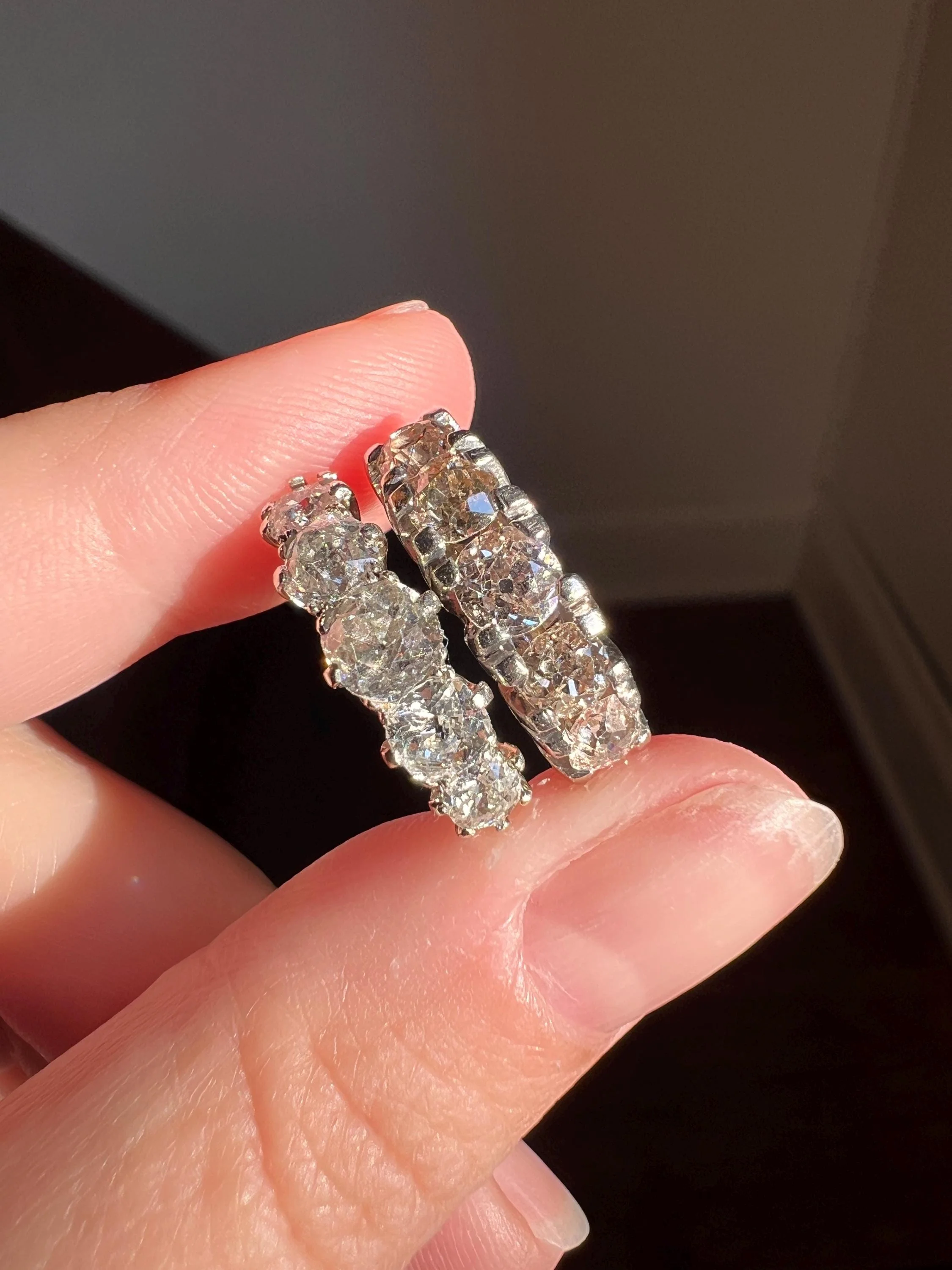 Chunky Antique 1.6 Carat Old Mine Cut DIAMOND 5 Five Stone Band Ring 14k White Gold - Image 8