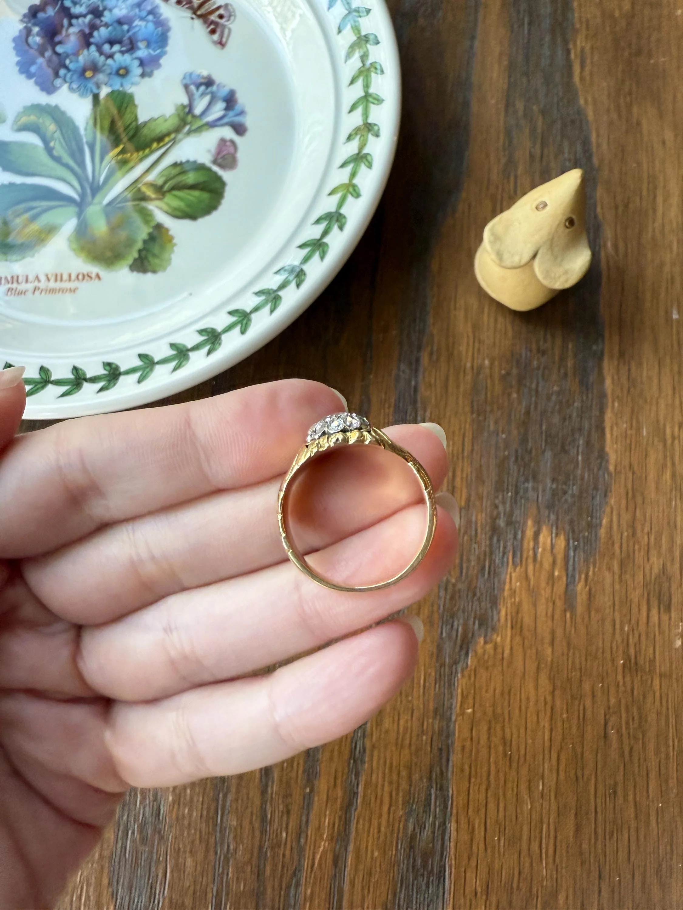 Chunky ANTIQUE Rose Cut Diamond Daisy Cluster Wide Band Heavy 18k Gold Gypsy Georgian Victorian Signet Man or Unisex Face Up 1 Carat Pink - Image 10