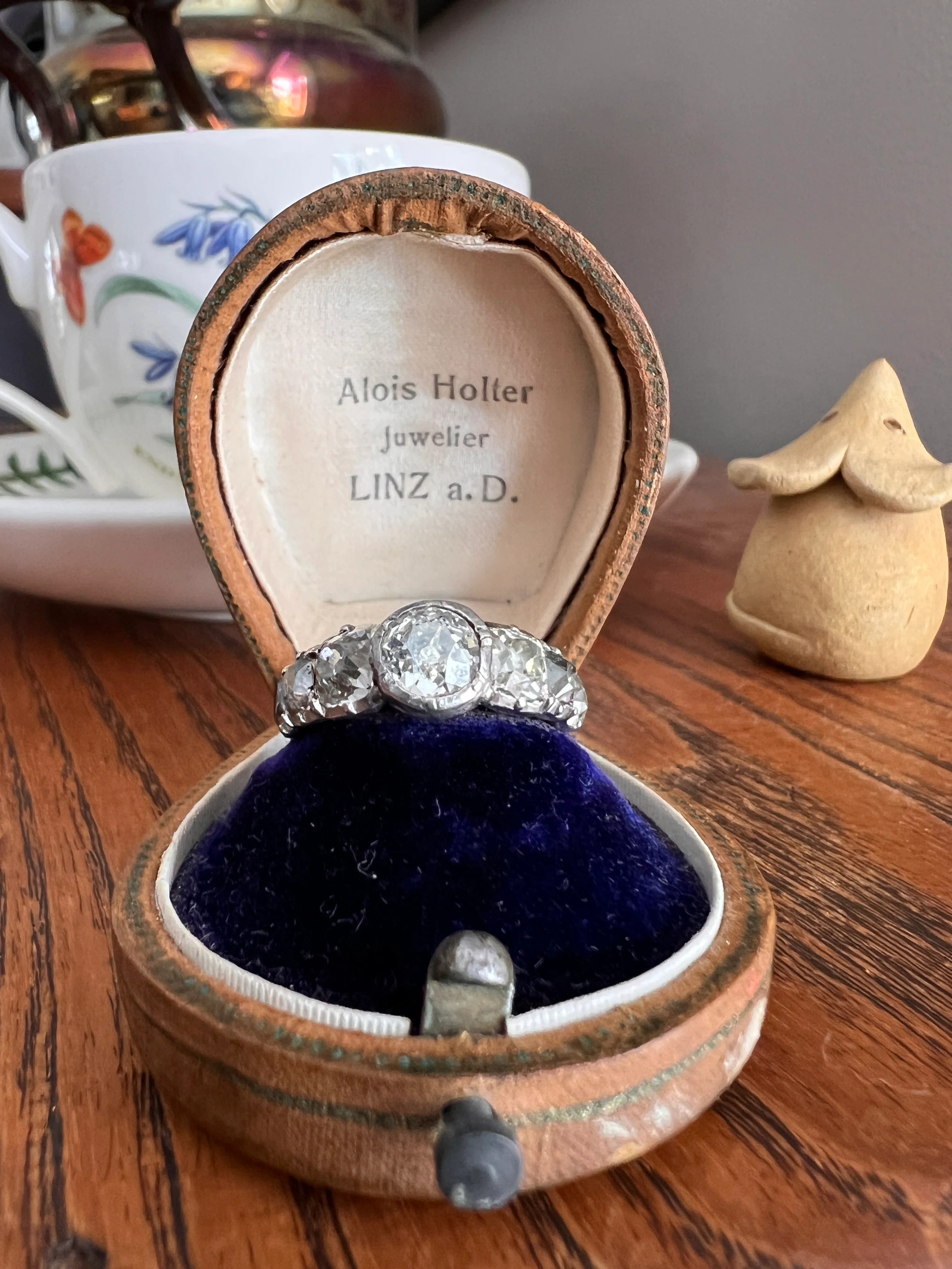 Chunky Three Carat Peruzzi Old Mine Cut DIAMOND Antique Domed Seven Stone HALF HOOP 18k Gold Ring Georgian Band - Image 20