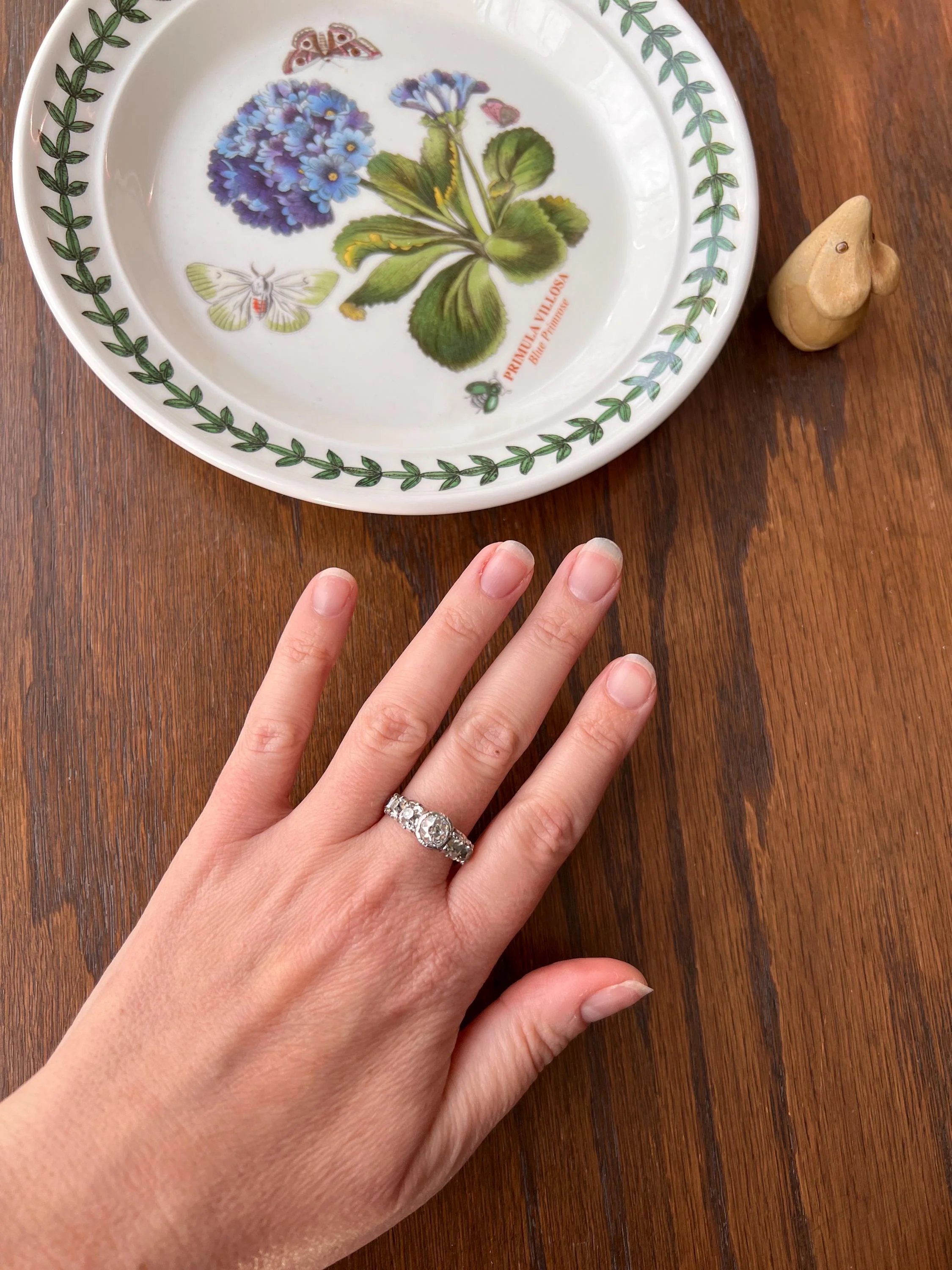 Chunky Three Carat Peruzzi Old Mine Cut DIAMOND Antique Domed Seven Stone HALF HOOP 18k Gold Ring Georgian Band - Image 3