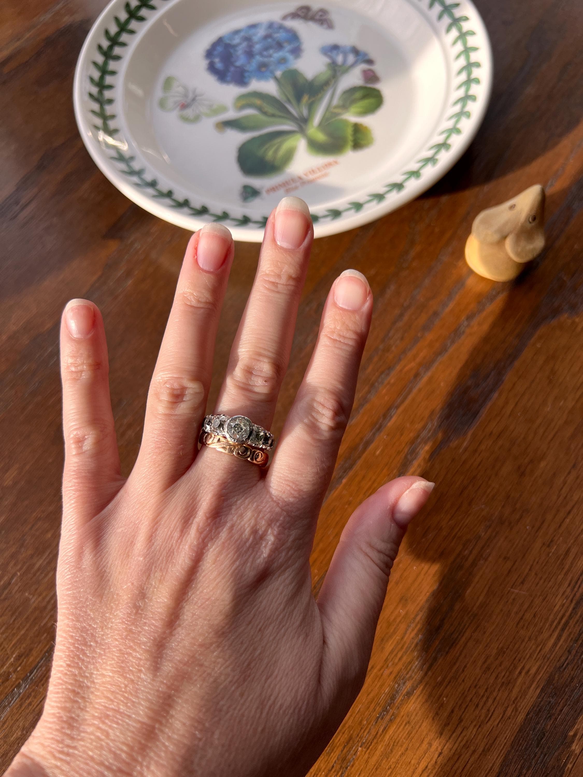 Chunky Three Carat Peruzzi Old Mine Cut DIAMOND Antique Domed Seven Stone HALF HOOP 18k Gold Ring Georgian Band - Image 8