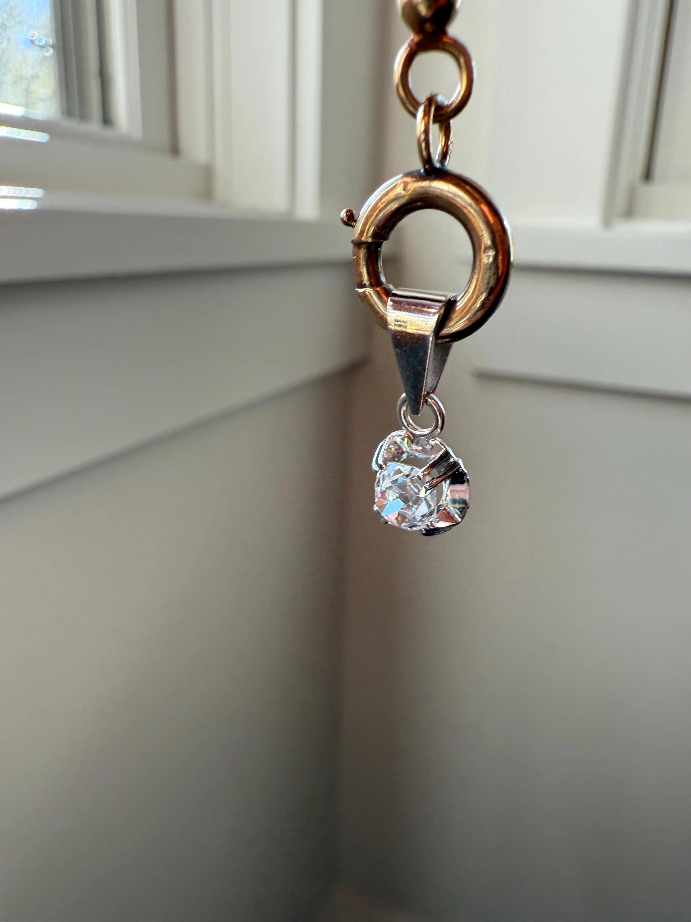 CHUNKY Eye Clean .6 Carat Old Mine Cut DIAMOND Antique 18k White Gold & Platinum Buttercup Pendant - Image 3
