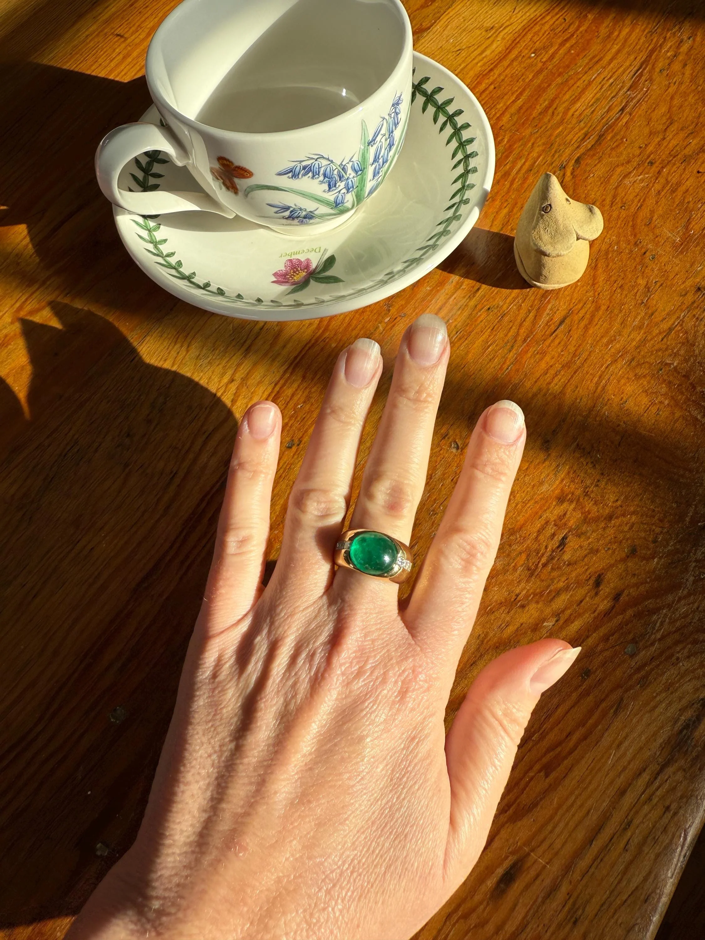 Chunky Green EMERALD East West Green Dome Princess Cut DIAMOND 11g 18k Gold Gypsy Ring French Wide Band Natural Geometric Unique Heavy - Image 12