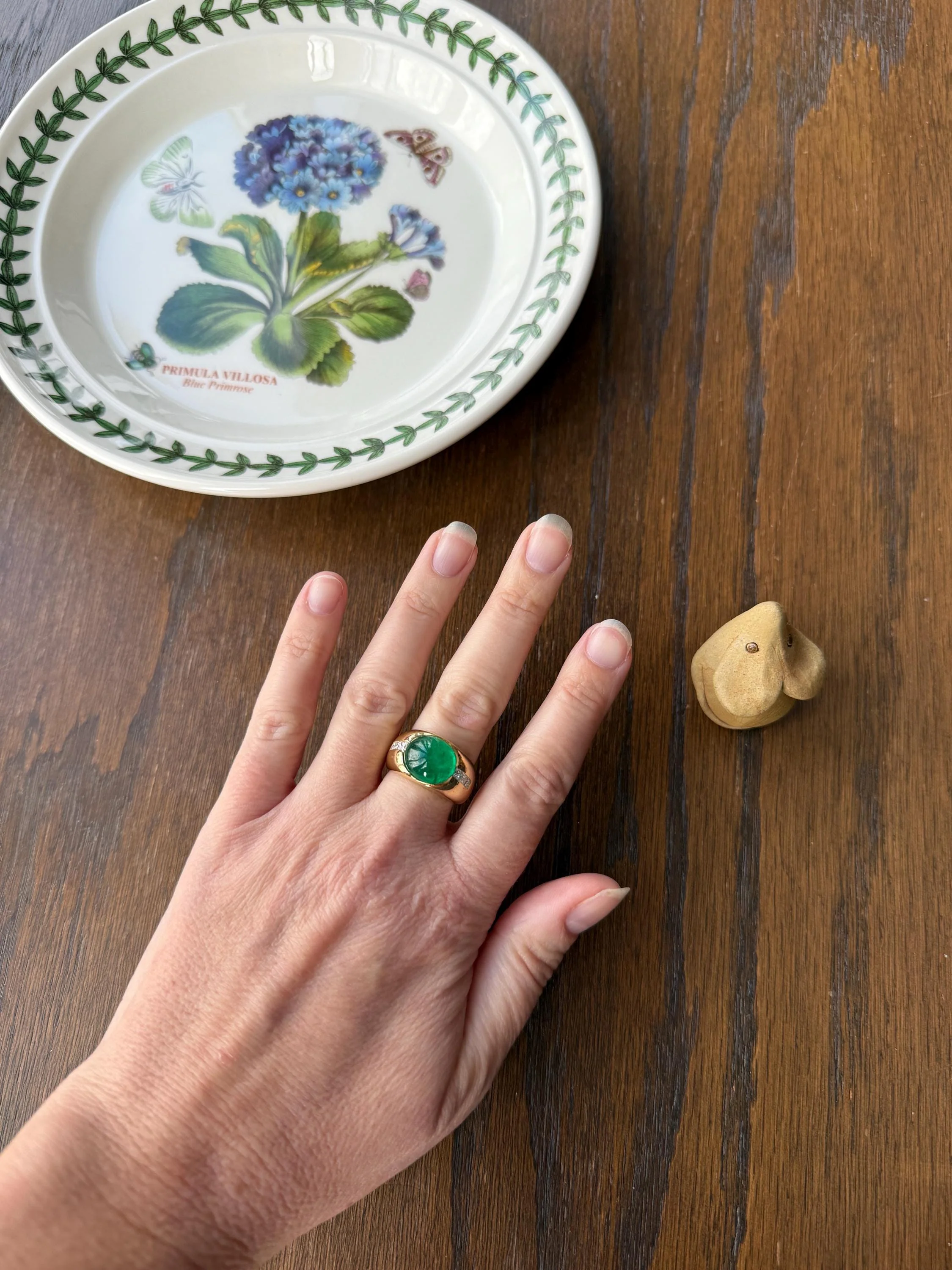 Chunky Green EMERALD East West Green Dome Princess Cut DIAMOND 11g 18k Gold Gypsy Ring French Wide Band Natural Geometric Unique Heavy - Image 16