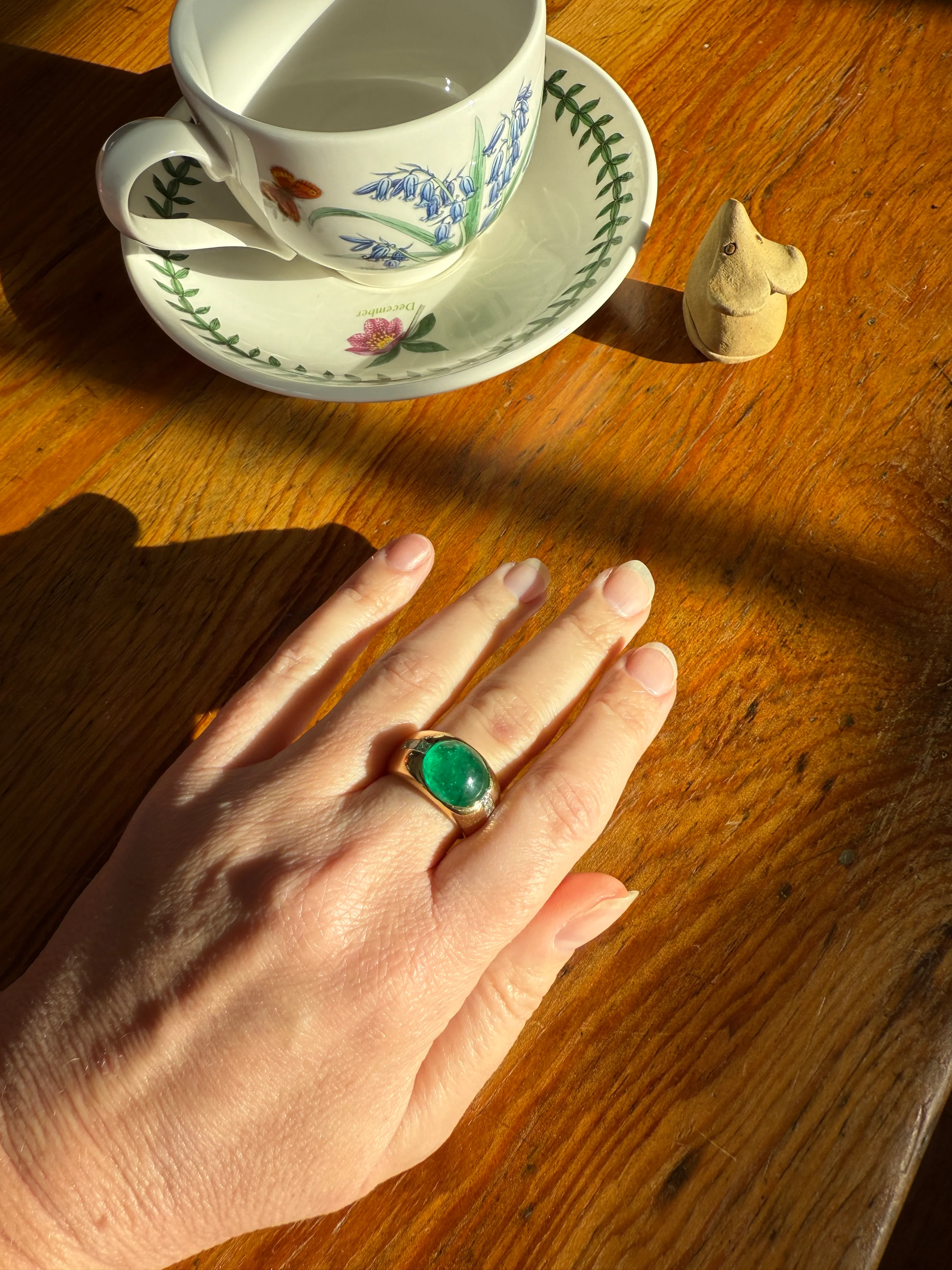 Chunky Green EMERALD East West Green Dome Princess Cut DIAMOND 11g 18k Gold Gypsy Ring French Wide Band Natural Geometric Unique Heavy - Image 23