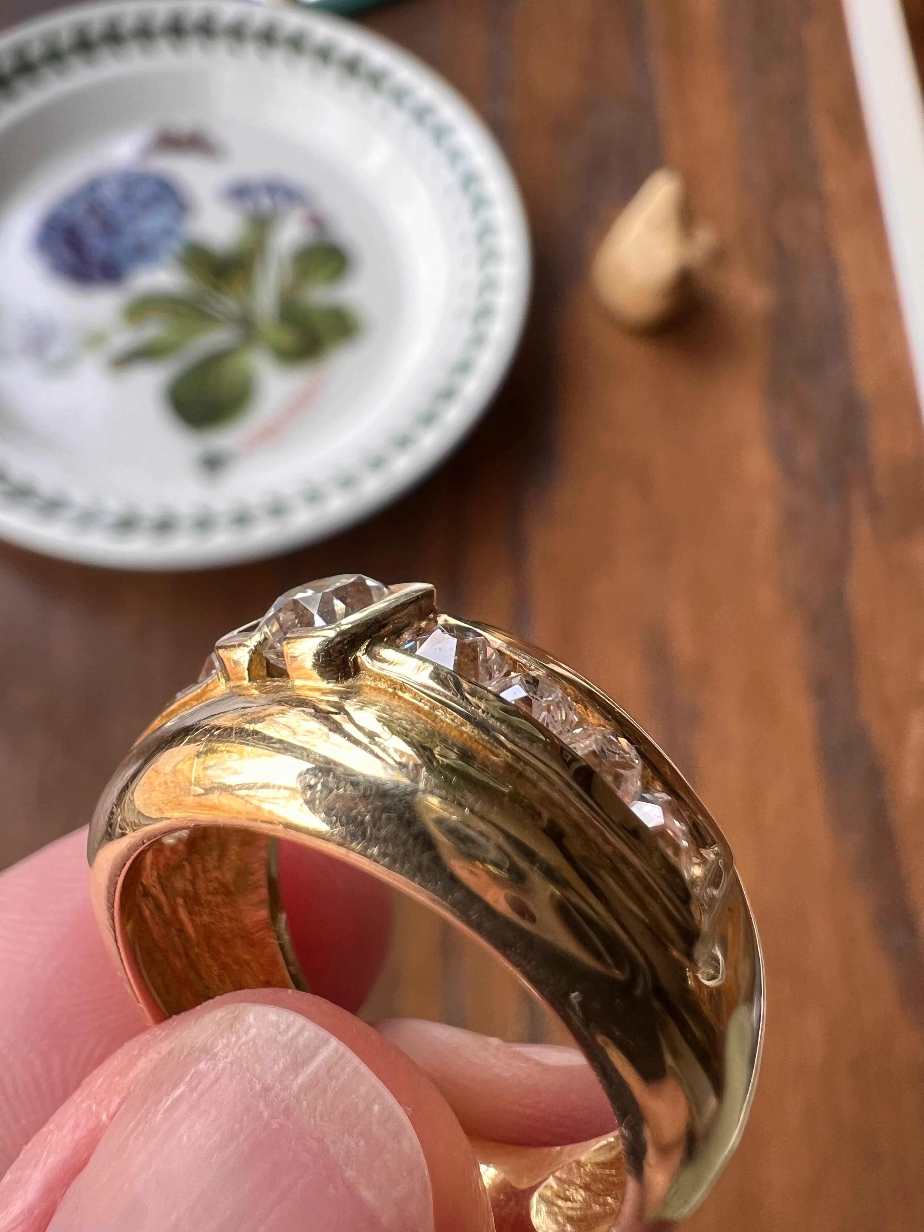 Chunky PERUZZI & Old Mine Cut Antique 1 Carat DIAMOND Gypsy Line Ring 9.6g 18k Gold HEAVY Vintage Setting Stacker 11mm Wide Band French - Image 15