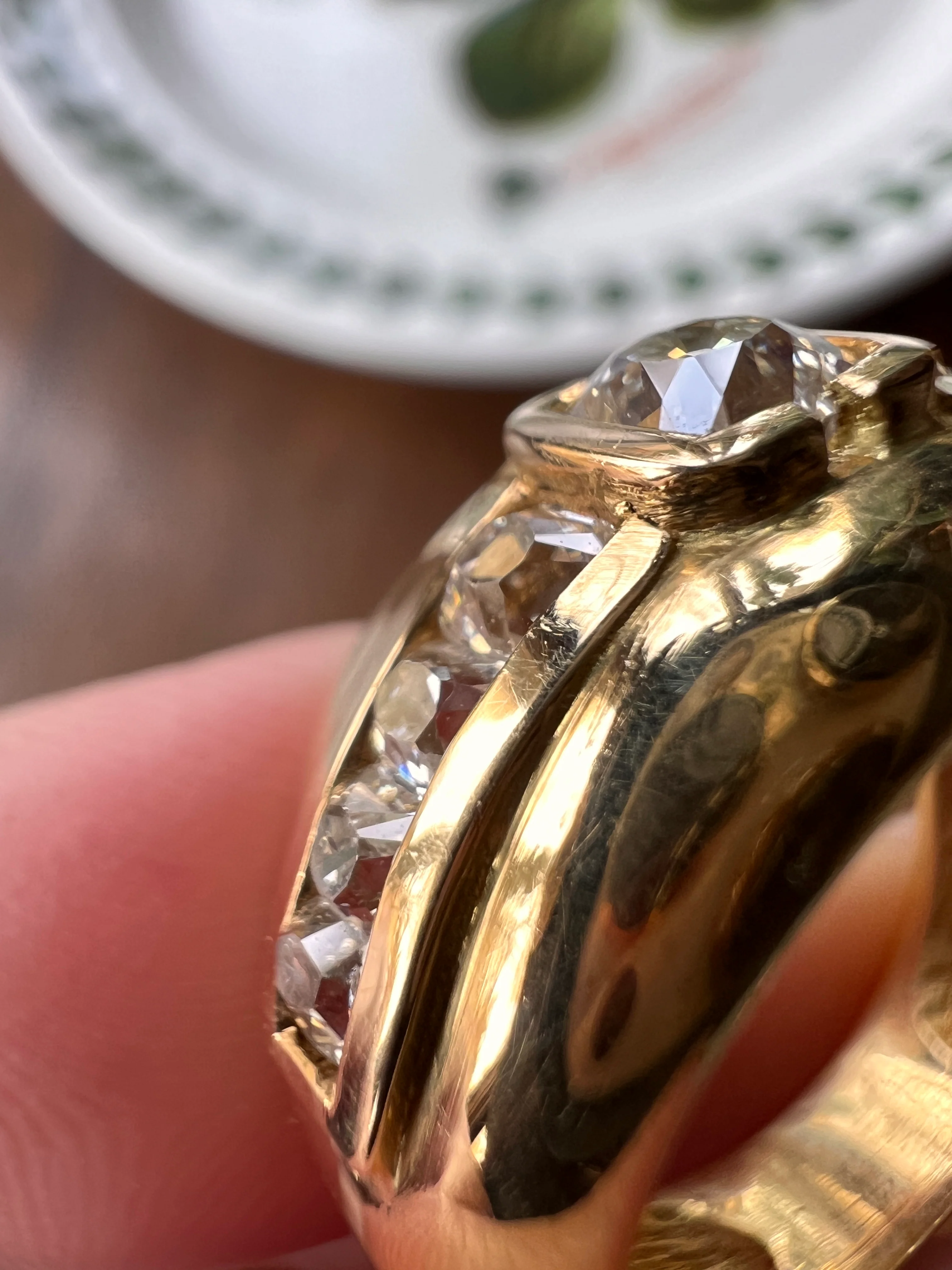Chunky PERUZZI & Old Mine Cut Antique 1 Carat DIAMOND Gypsy Line Ring 9.6g 18k Gold HEAVY Vintage Setting Stacker 11mm Wide Band French - Image 22