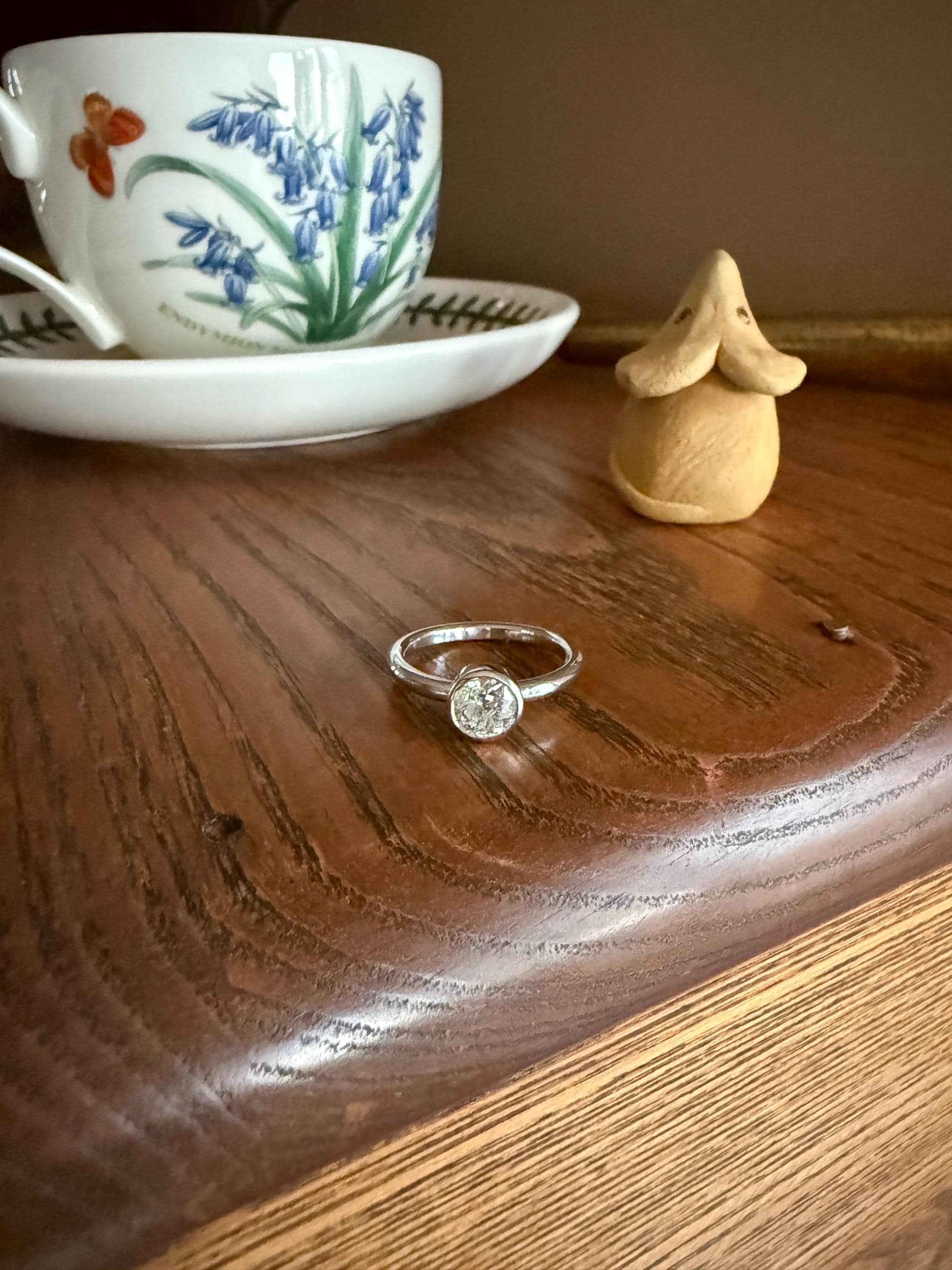 Chunky Vintage 0.9 Carat Old European Cut DIAMOND Bezel Set Ring Art Deco Stacker Donut Band 18k White Gold Solitaire Geometric Engagement - Image 15