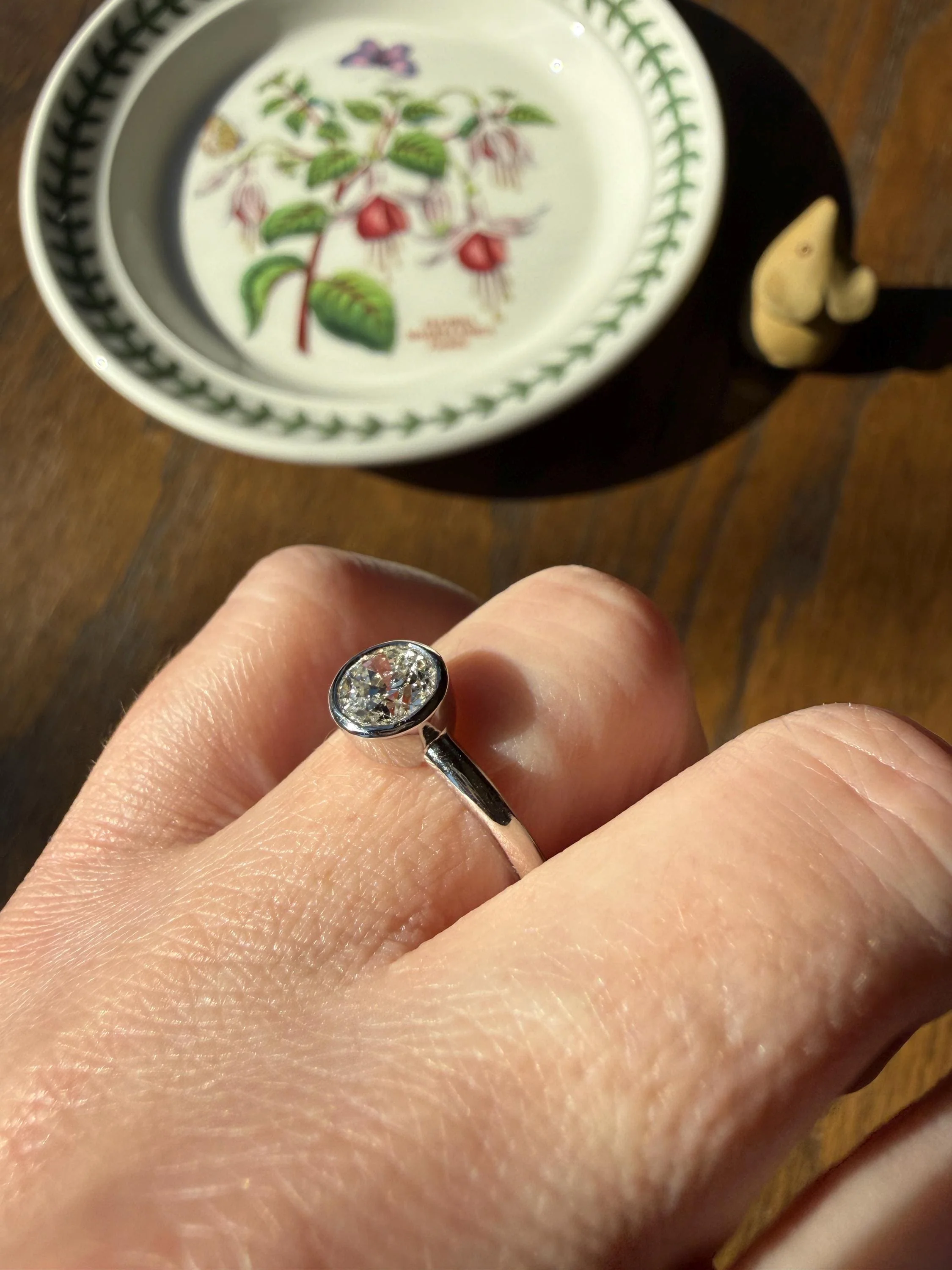 Chunky Vintage 0.9 Carat Old European Cut DIAMOND Bezel Set Ring Art Deco Stacker Donut Band 18k White Gold Solitaire Geometric Engagement - Image 17