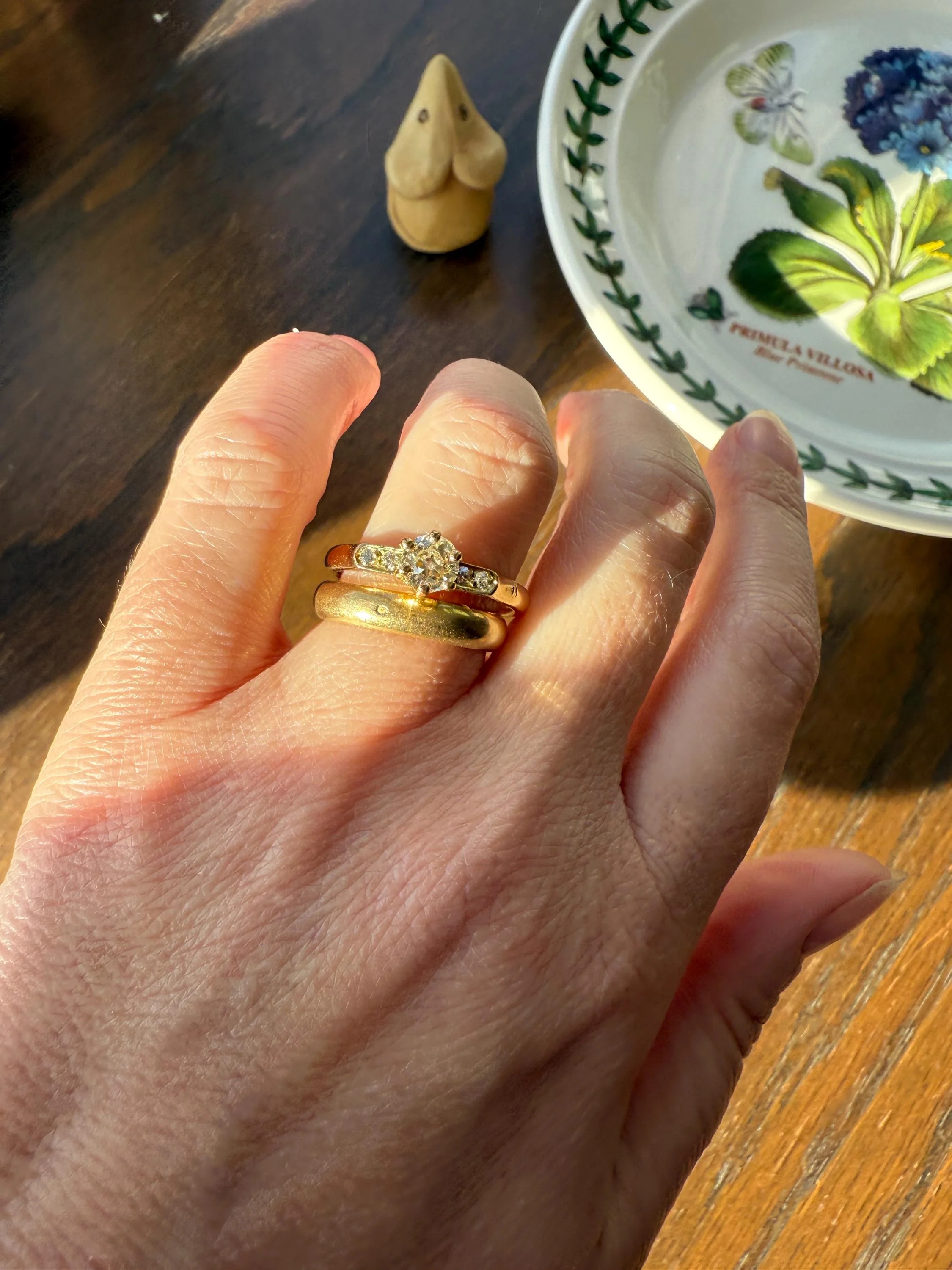 Classic Antique .6 Carat Old Mine Cut Diamond Solitaire & Accents 18k Gold French Victorian Engagement Ring Band Minimalist Stacker OMC - Image 3