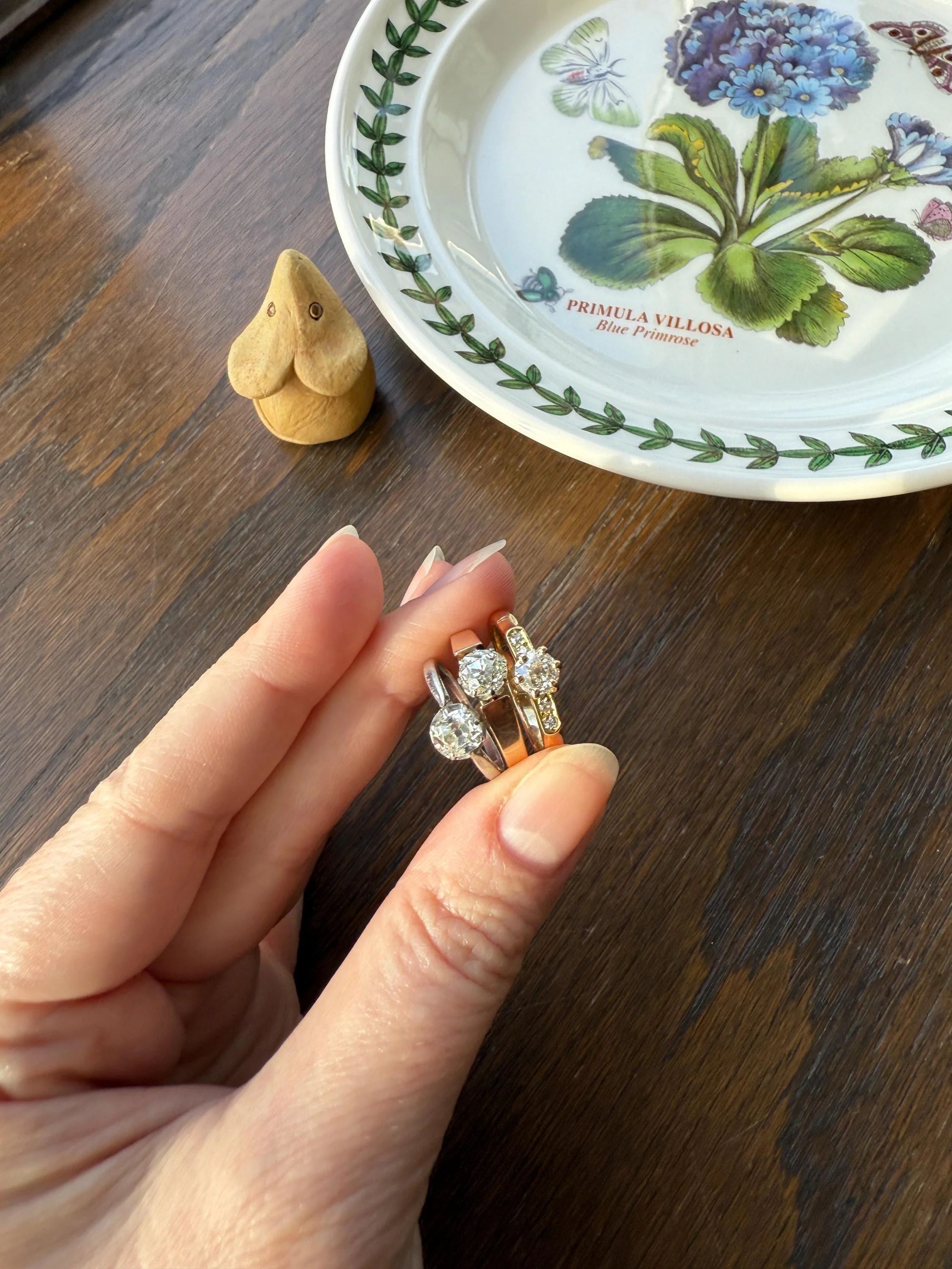 Classic Antique .6 Carat Old Mine Cut Diamond Solitaire & Accents 18k Gold French Victorian Engagement Ring Band Minimalist Stacker OMC - Image 5