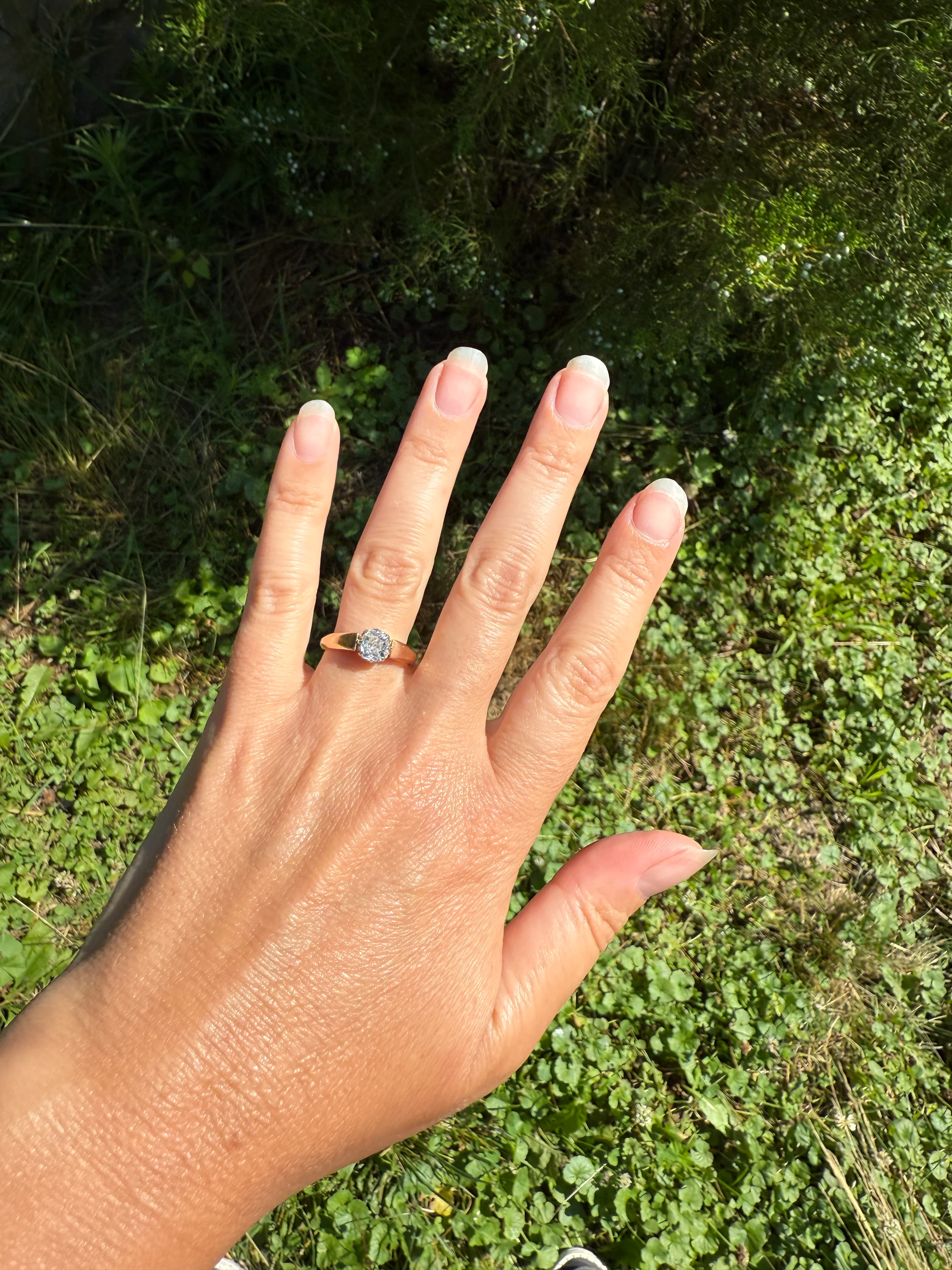 Classic Antique .75 Carat Eye Clean Old Mine Cut Diamond 18k Rosy Gold French Victorian Engagement Ring Solitaire Band Stacker - Image 15