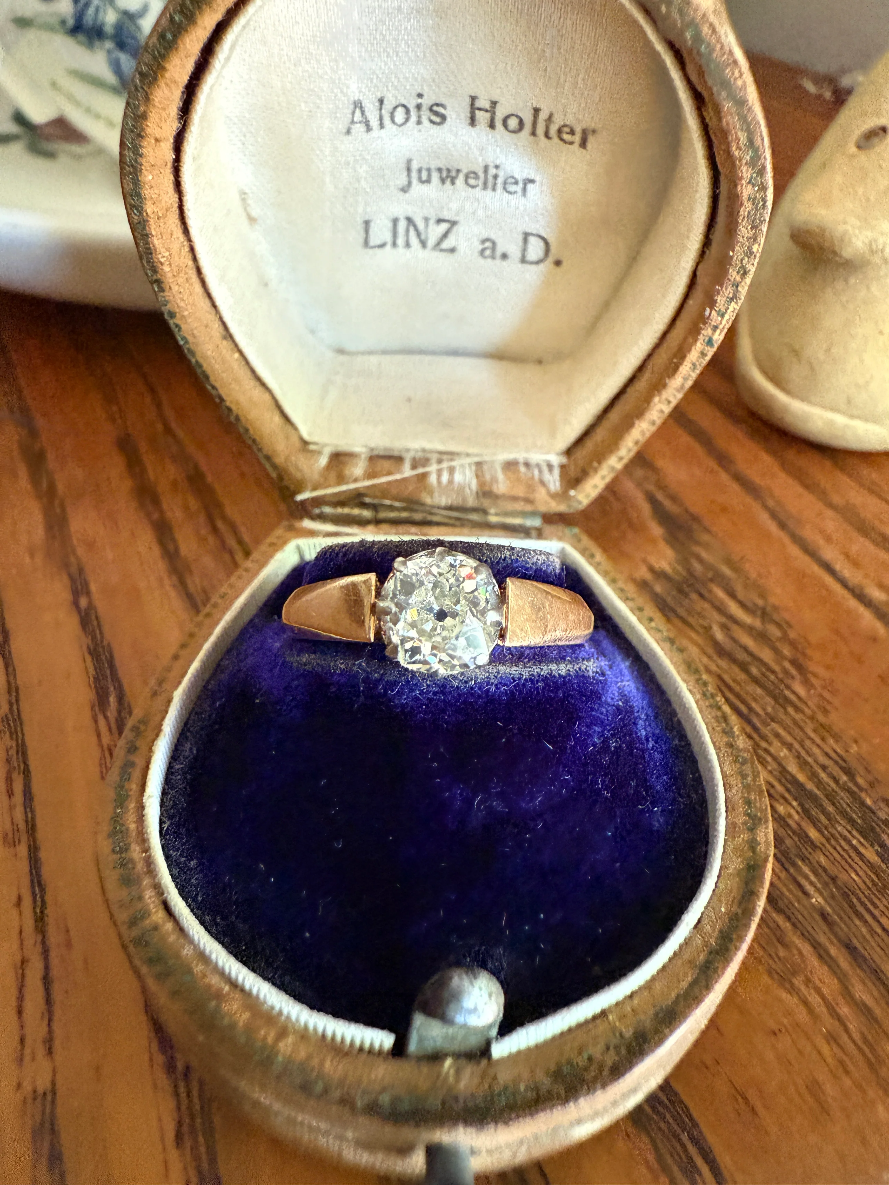 Classic Antique .75 Carat Eye Clean Old Mine Cut Diamond 18k Rosy Gold French Victorian Engagement Ring Solitaire Band Stacker - Image 20