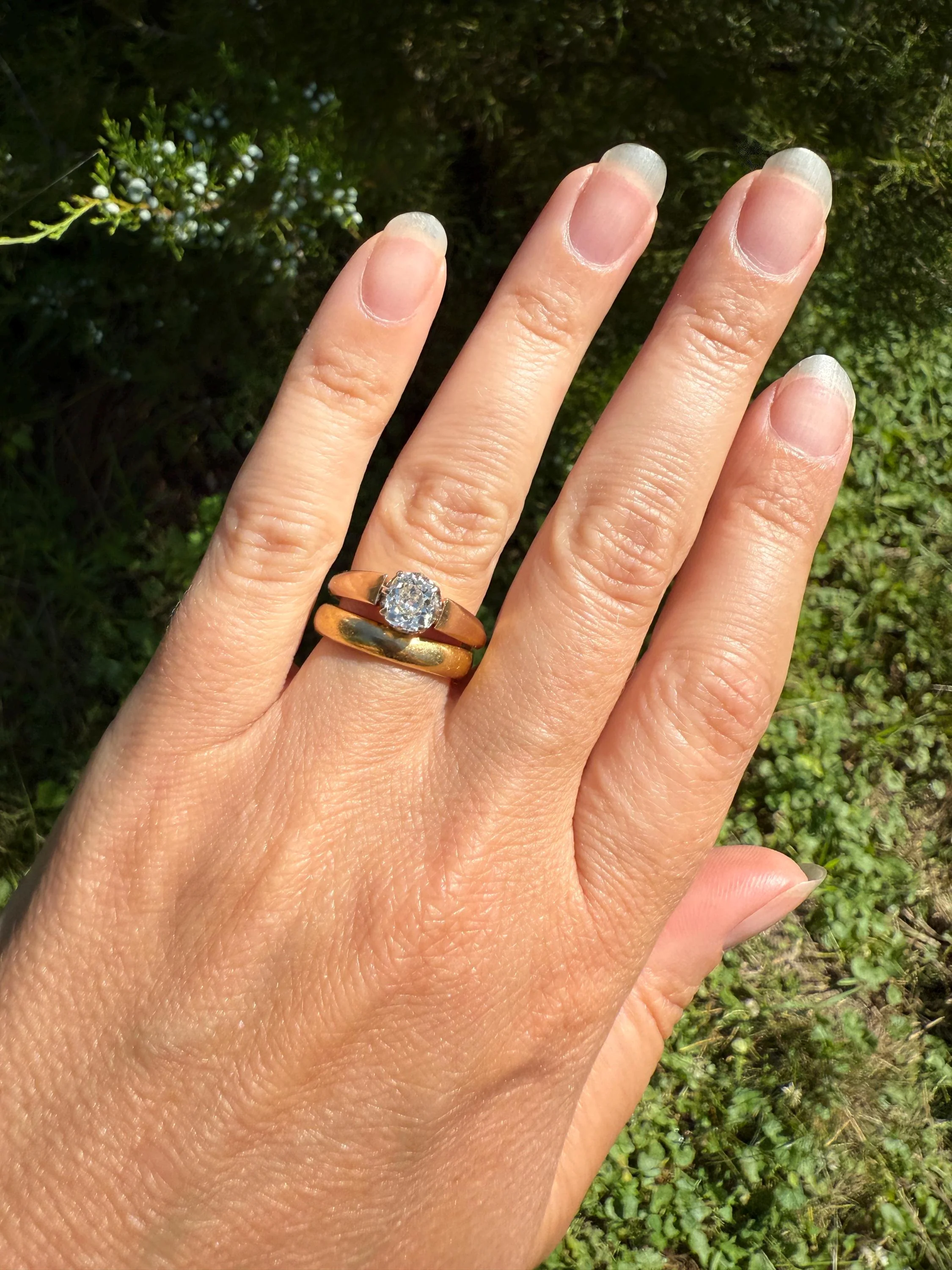 Classic Antique .75 Carat Eye Clean Old Mine Cut Diamond 18k Rosy Gold French Victorian Engagement Ring Solitaire Band Stacker - Image 6