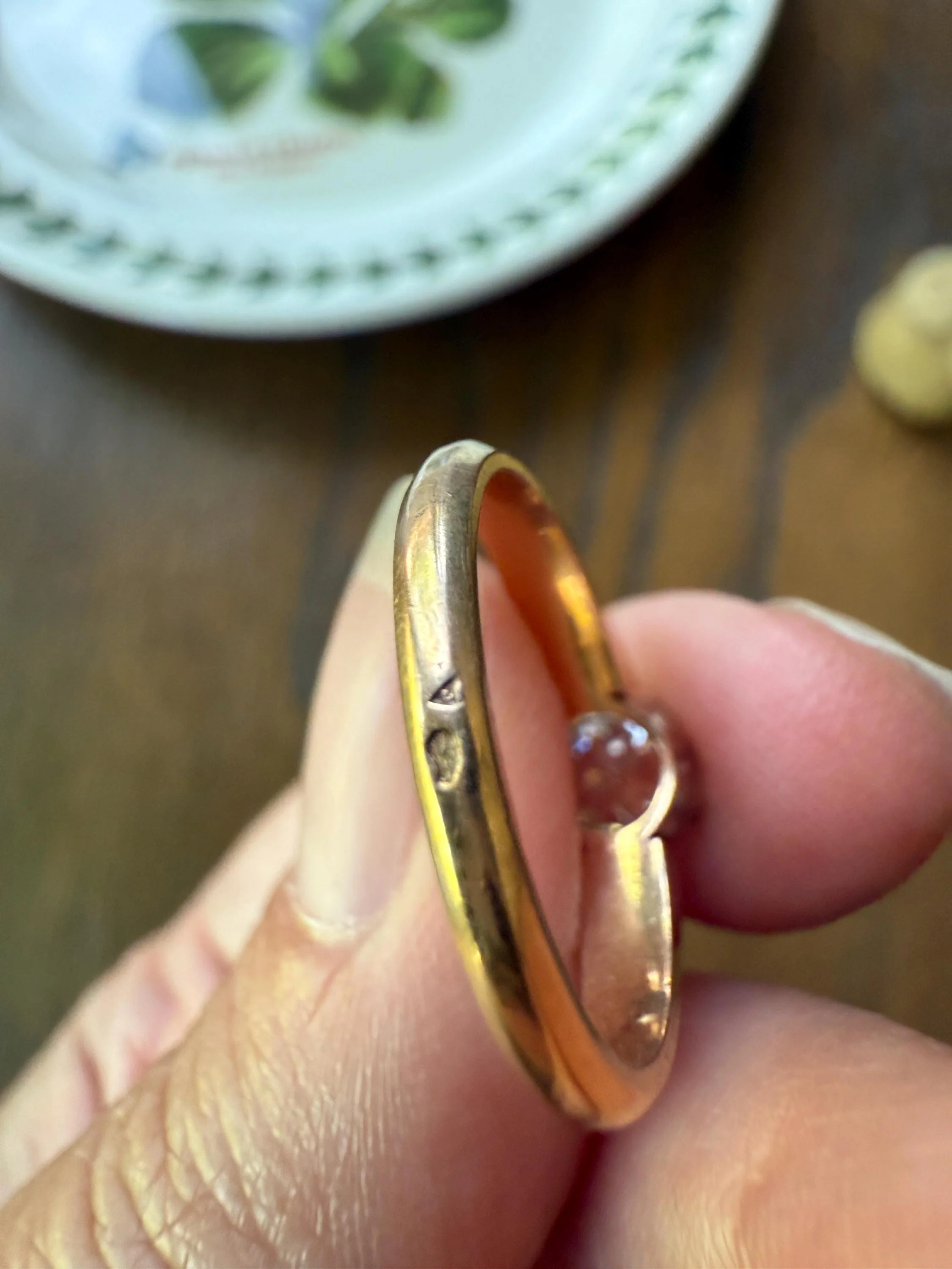 Classic Antique .75 Carat Eye Clean Old Mine Cut Diamond 18k Rosy Gold French Victorian Engagement Ring Solitaire Band Stacker - Image 9