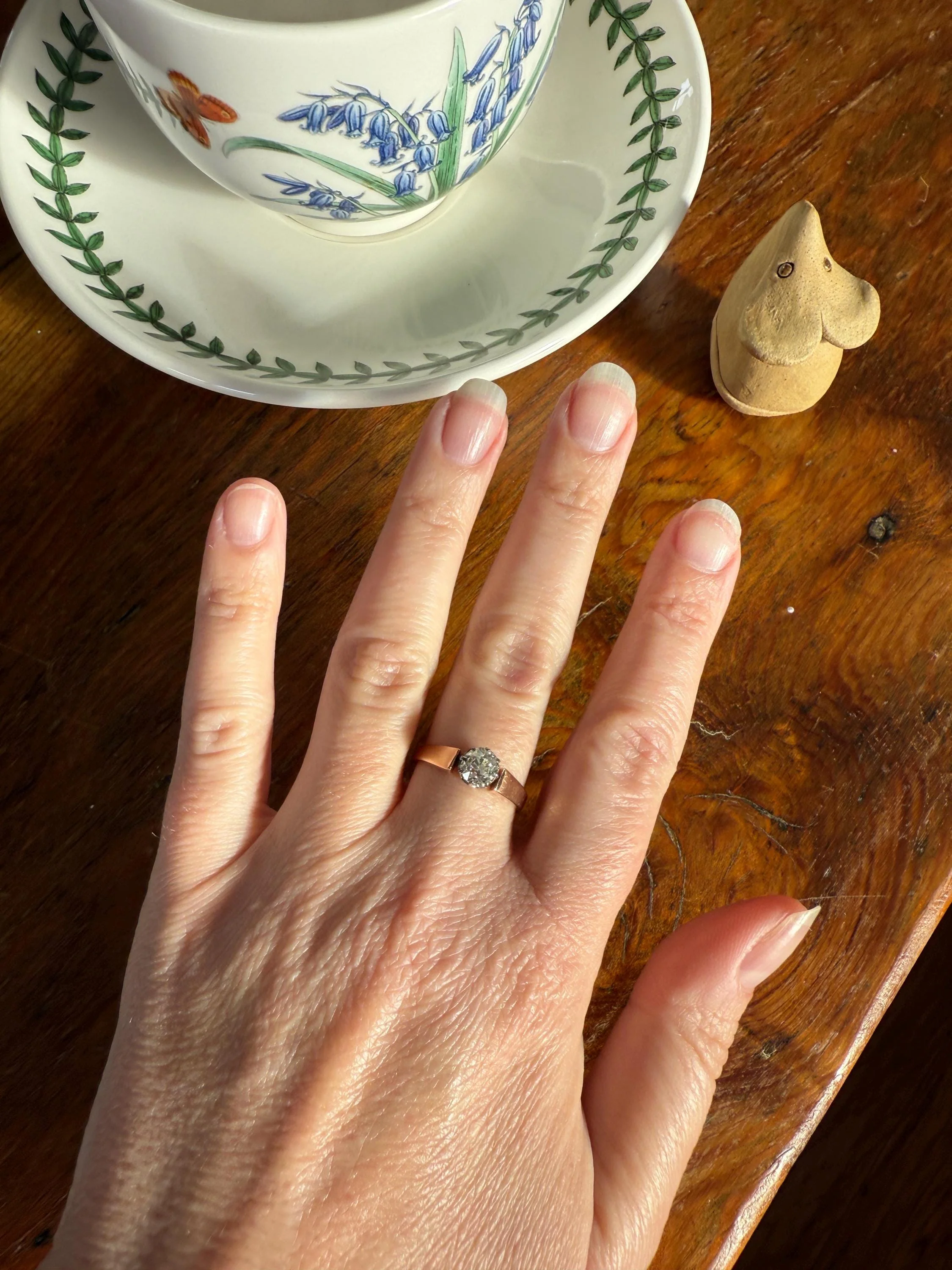 Classic Antique .87 Carat Eye Clean Old Mine Cut Diamond 18k Rosy Gold French Victorian Engagement Ring Solitaire Band Stacker - Image 13