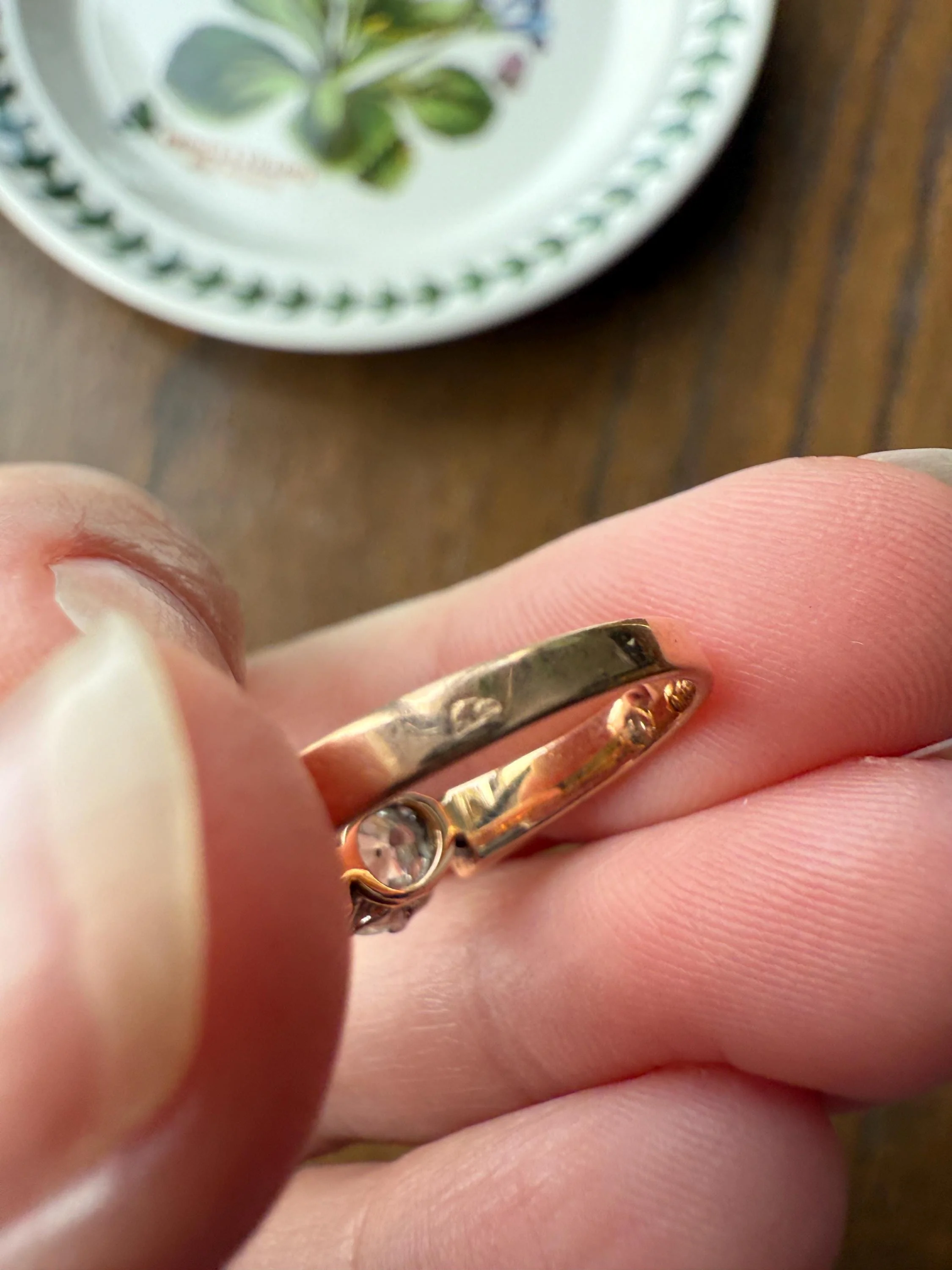 Classic Antique .87 Carat Eye Clean Old Mine Cut Diamond 18k Rosy Gold French Victorian Engagement Ring Solitaire Band Stacker - Image 19