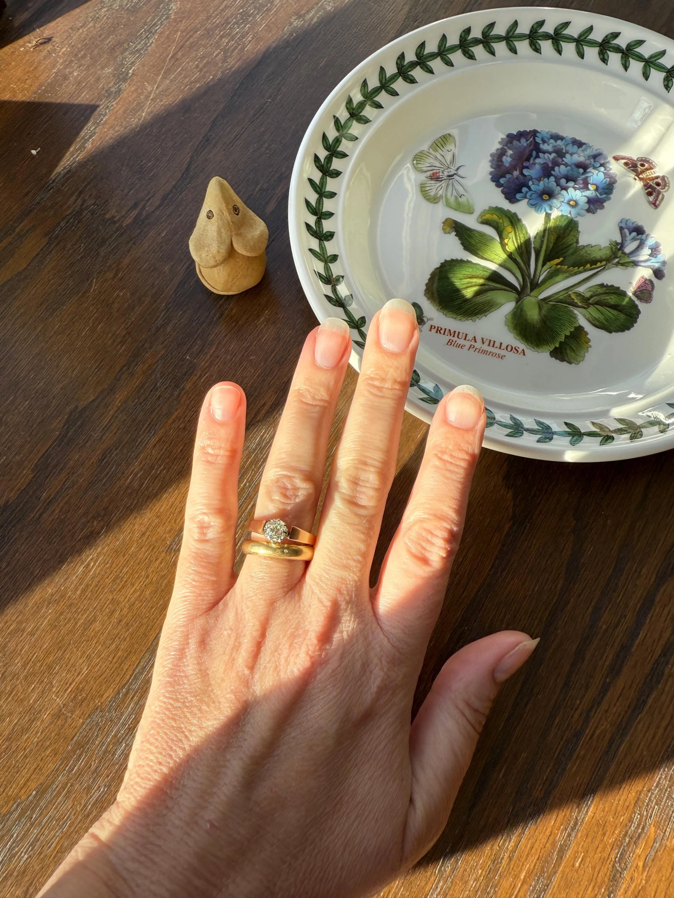 Classic Antique .87 Carat Eye Clean Old Mine Cut Diamond 18k Rosy Gold French Victorian Engagement Ring Solitaire Band Stacker - Image 3