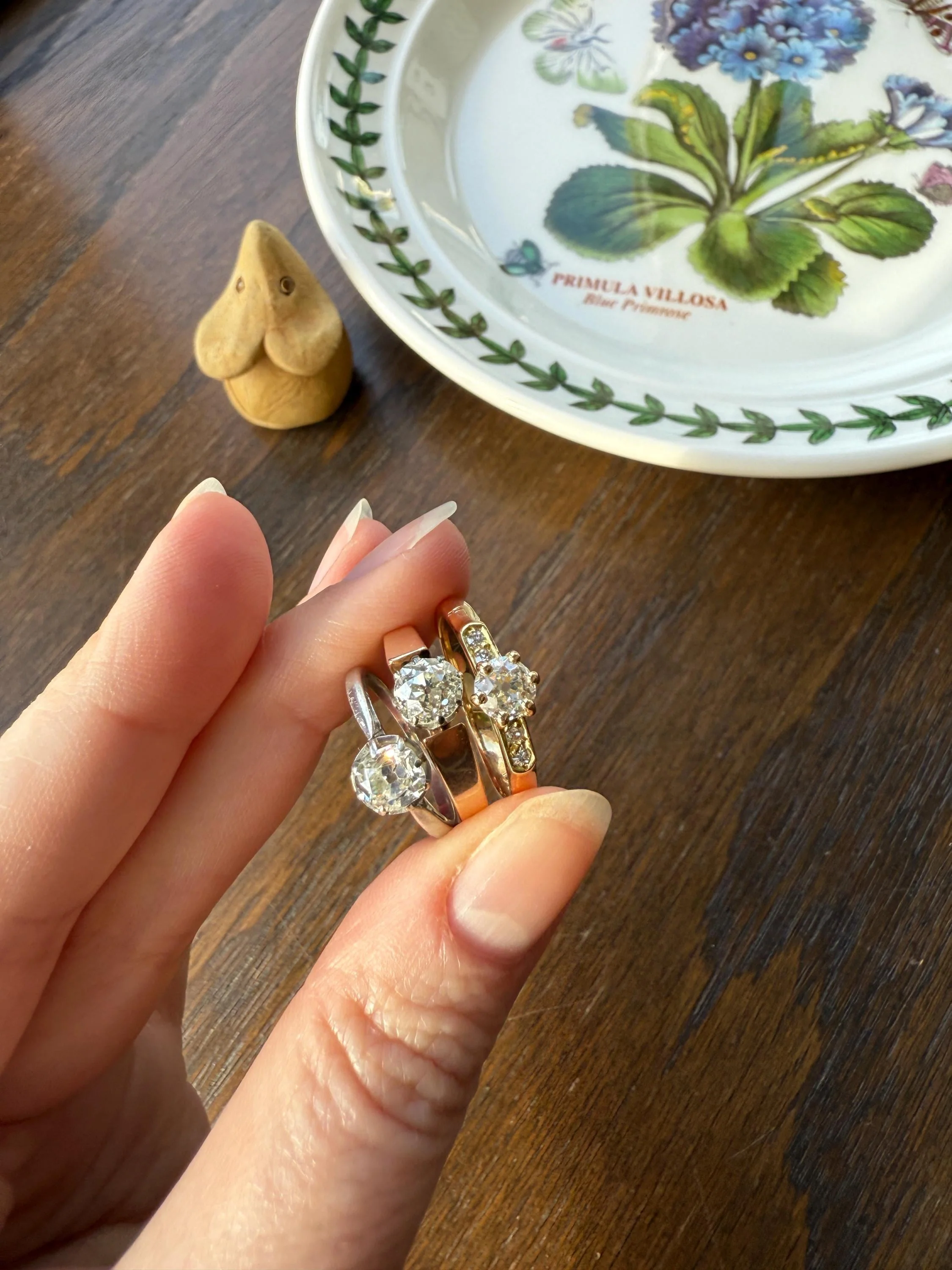 Classic Antique .87 Carat Eye Clean Old Mine Cut Diamond 18k Rosy Gold French Victorian Engagement Ring Solitaire Band Stacker - Image 9