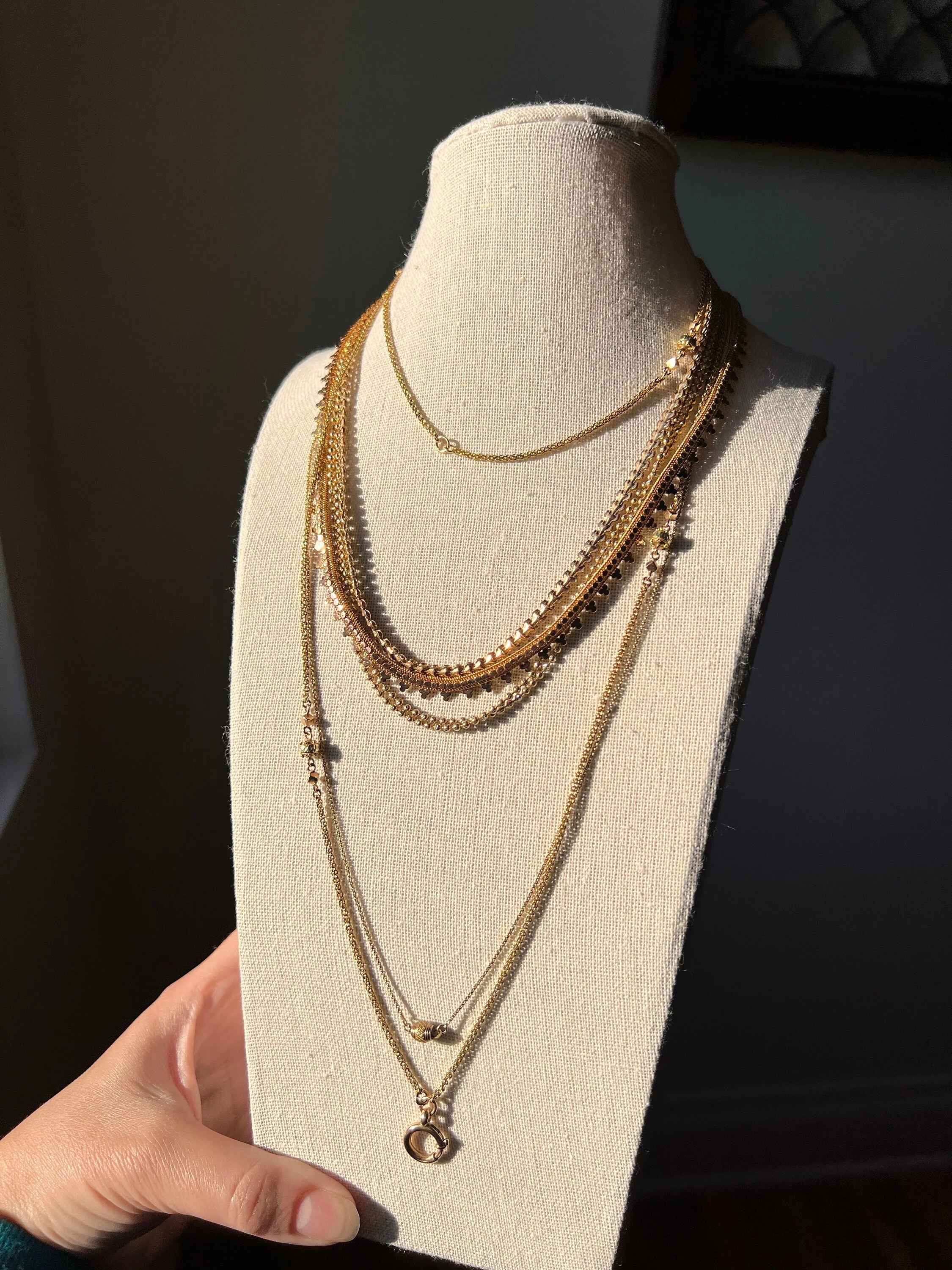 Clover Rivet Shimmering French Antique 18g 18k GOLD Solid Rosy Book Chain Necklace Wide Mesh 17.25" - Image 7