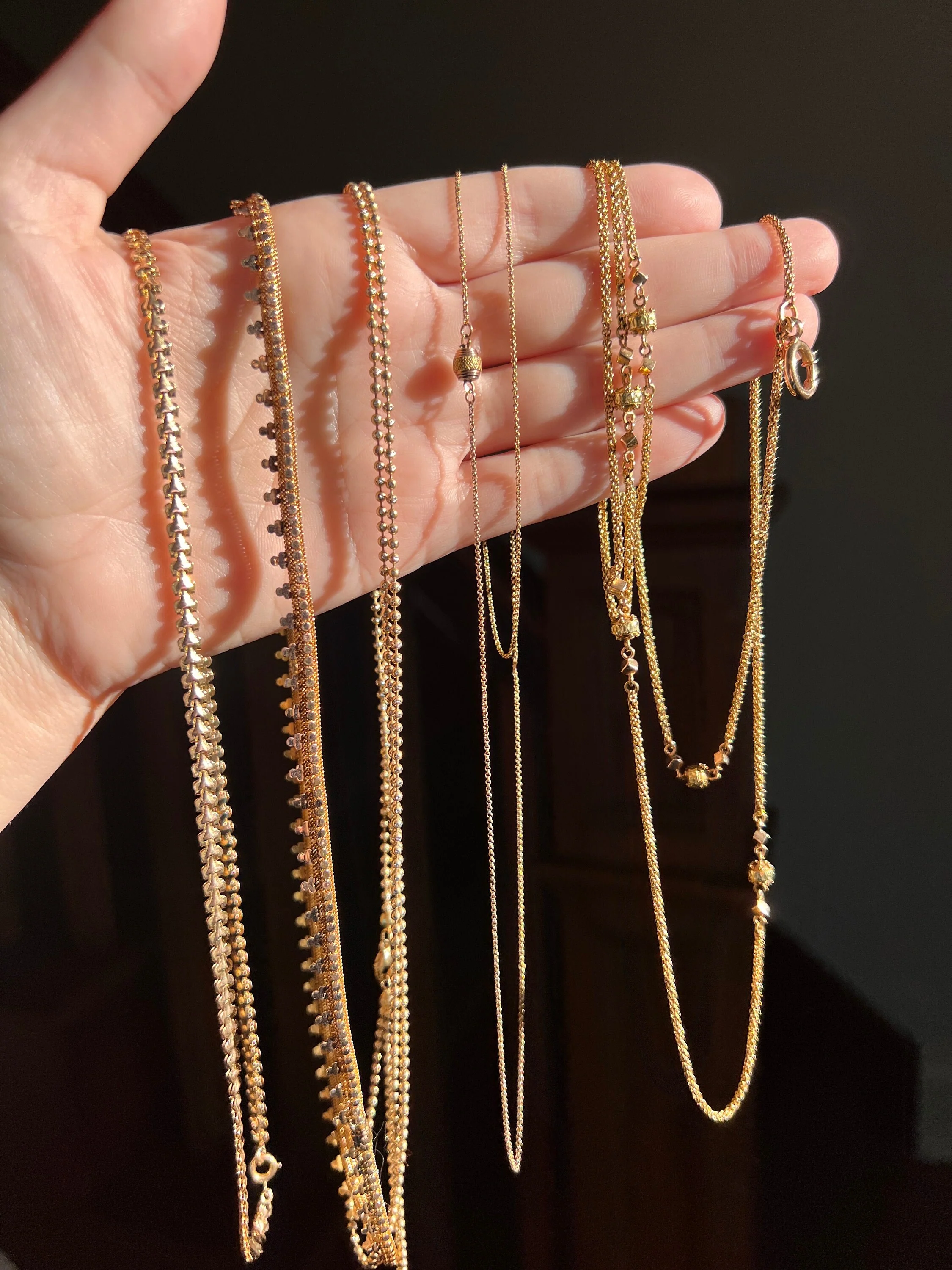 Clover Rivet Shimmering French Antique 18g 18k GOLD Solid Rosy Book Chain Necklace Wide Mesh 17.25" - Image 9