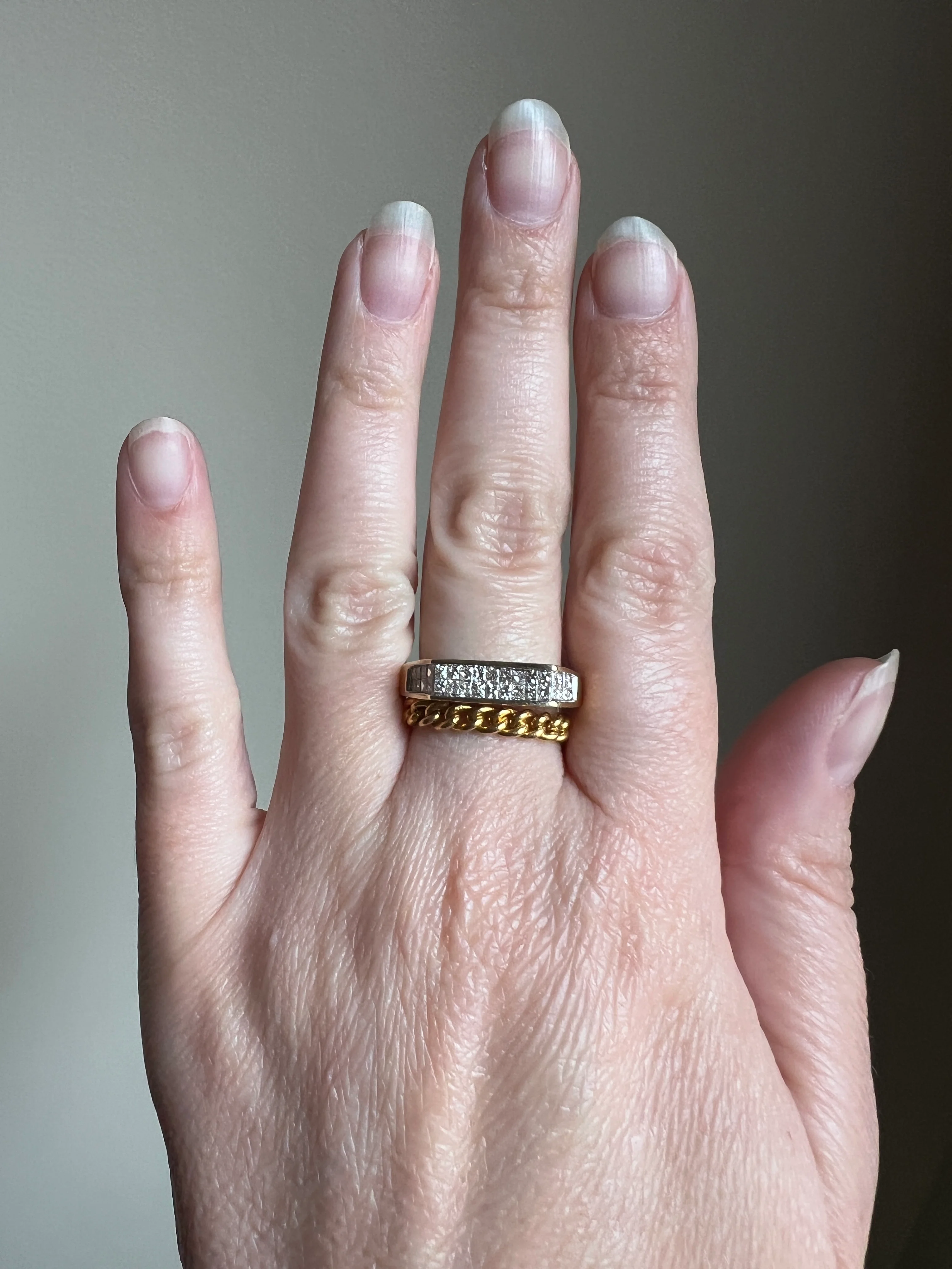 CURB CHAIN RING French Vintage Stacker Band Ring 18k Gold Flexible Texture Eternity Cuban Minimalist Gift Unisex Man Ring - Image 12
